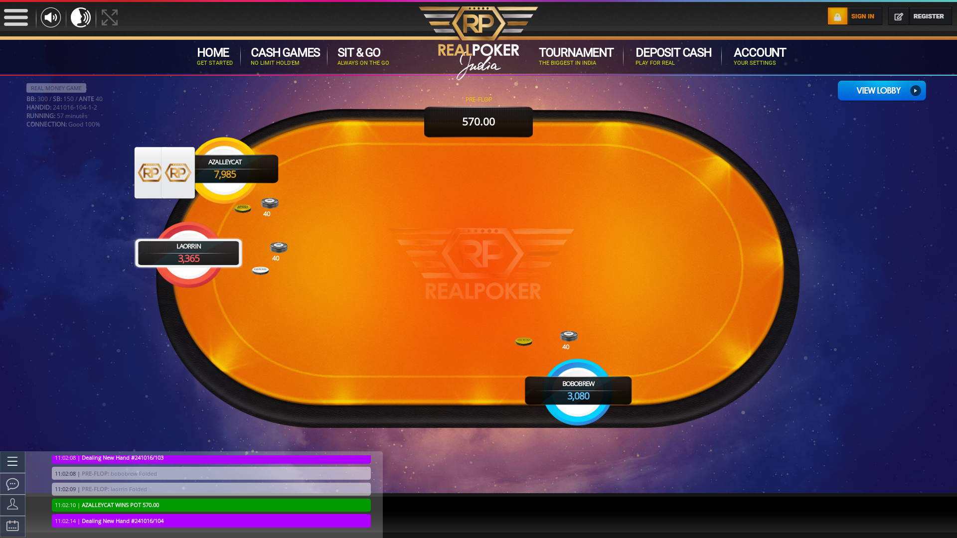 Indian online poker on a 10 player table in the 56th minute match up