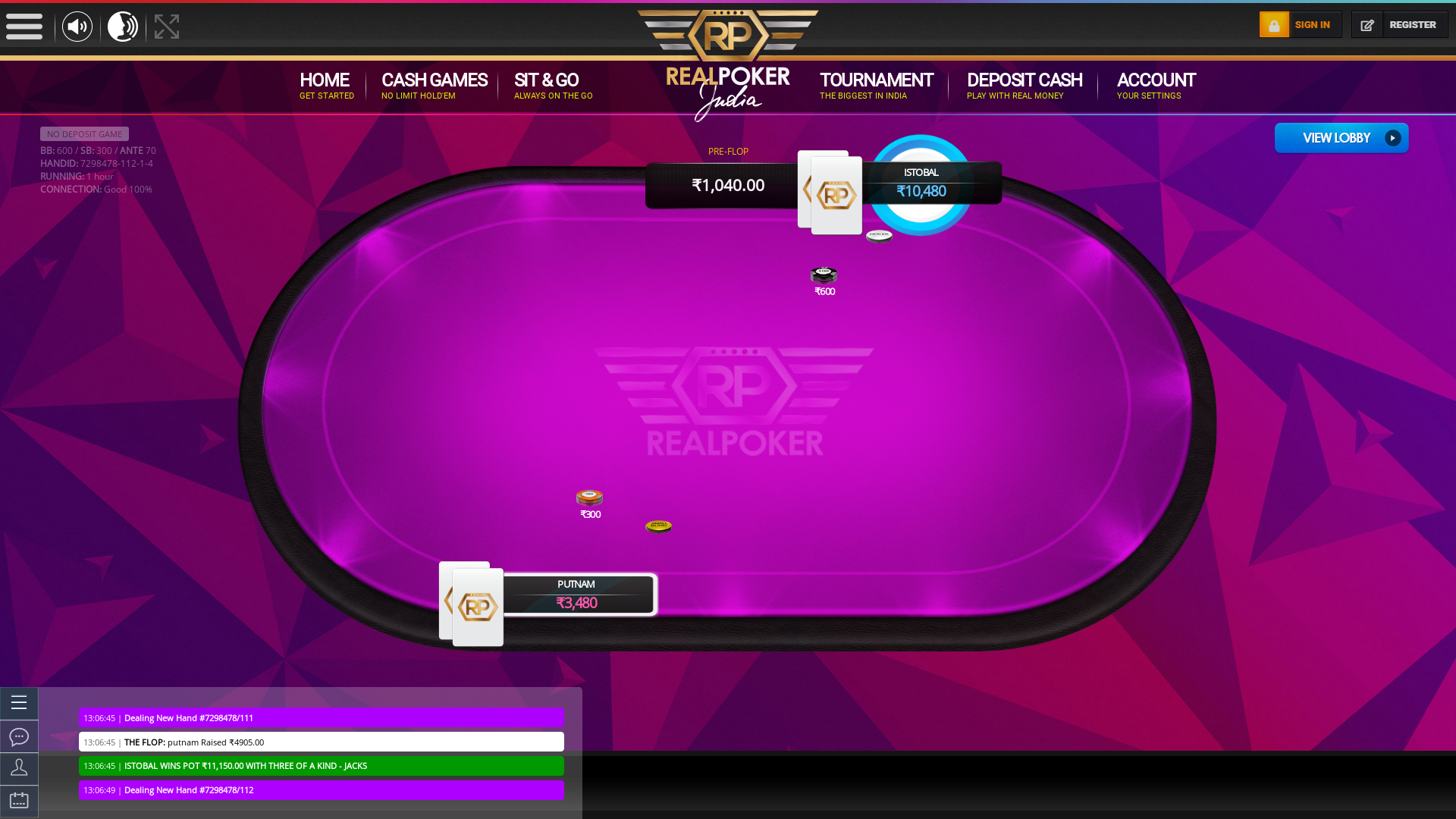 indian online poker on a 10 player table in the 72nd minute match up