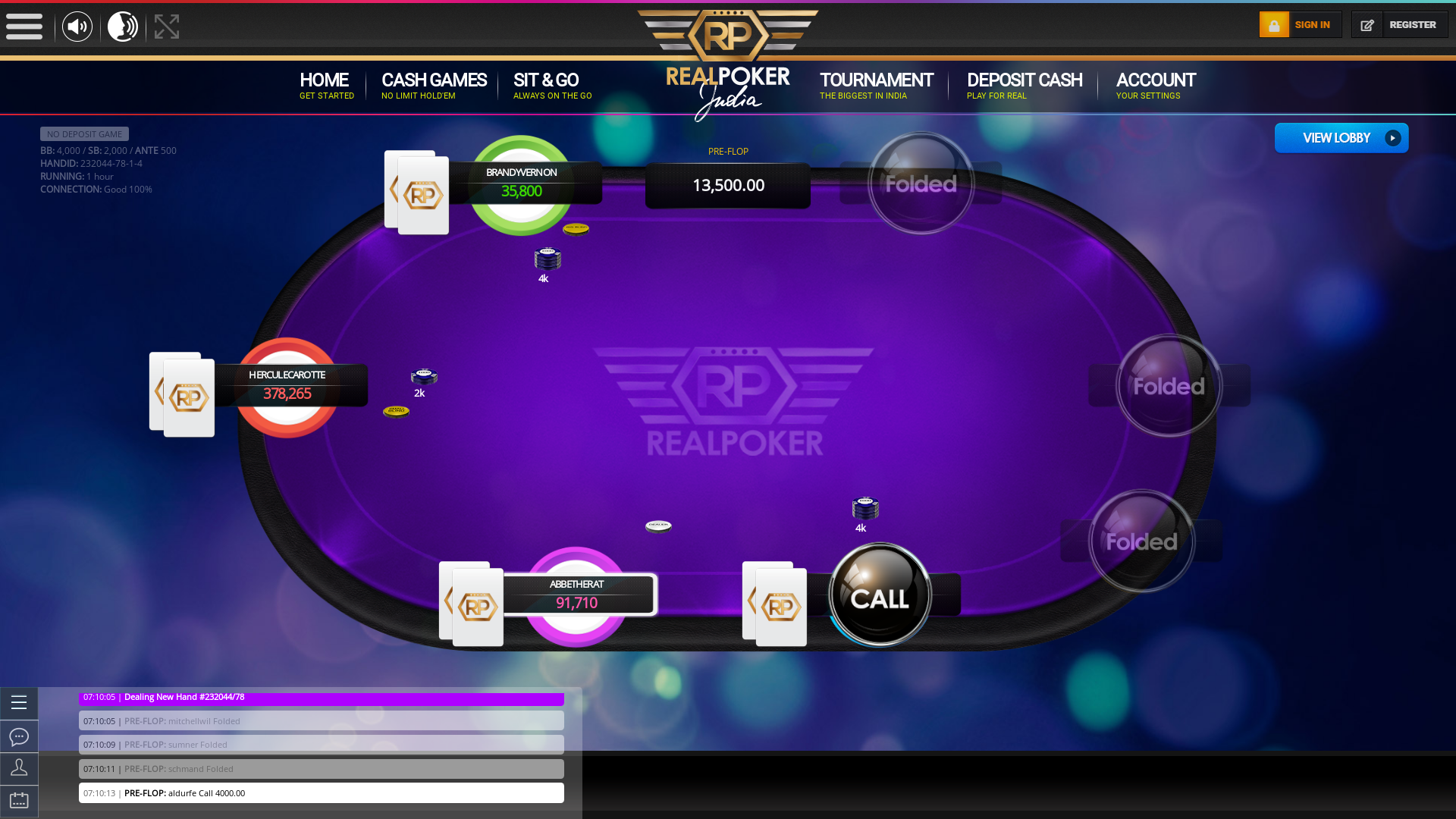 Indian online poker on a 10 player table in the 73rd minute match up