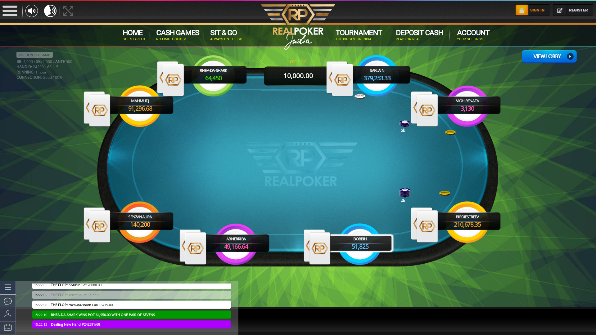 Indian online poker on a 10 player table in the 74th minute match up