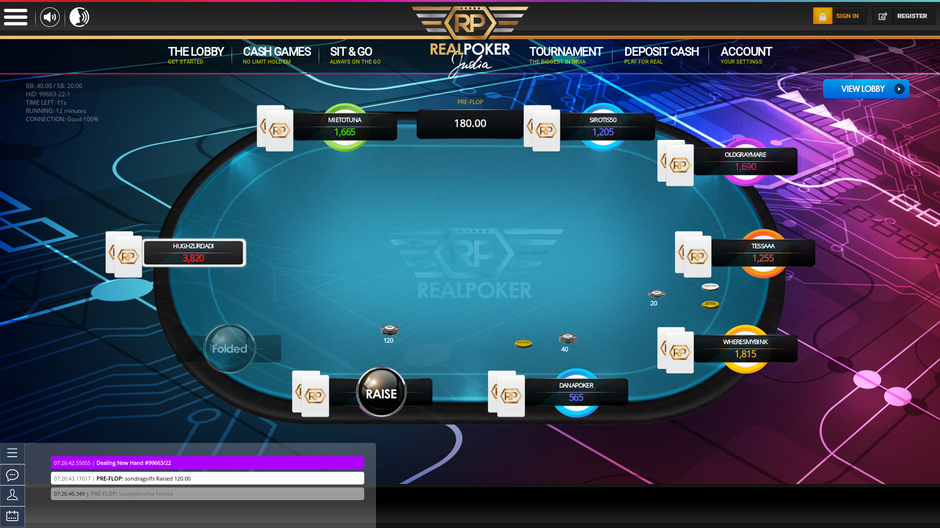 Indian poker on a 10 player table in the 12th minute
