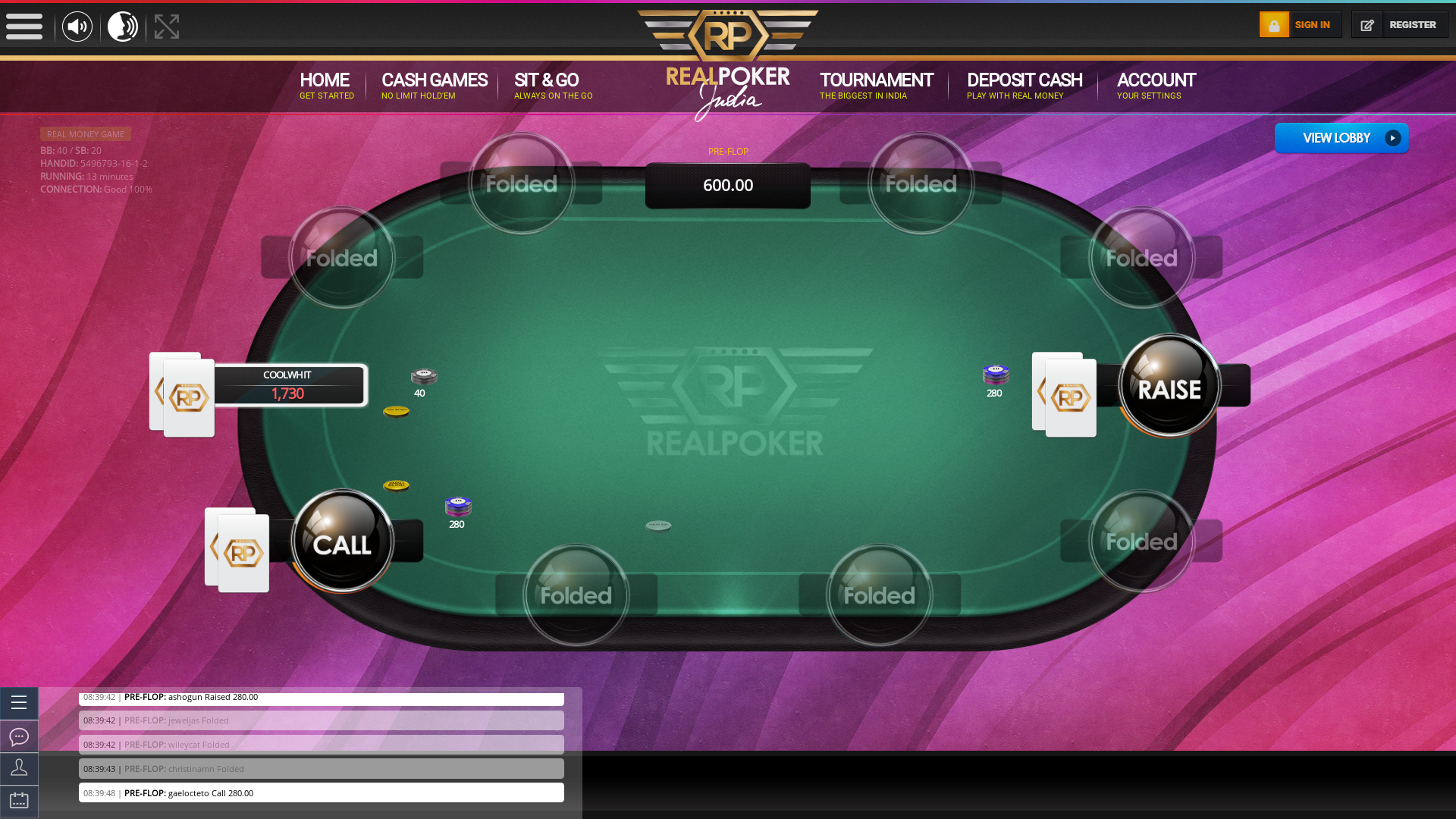indian poker on a 10 player table in the 13th minute