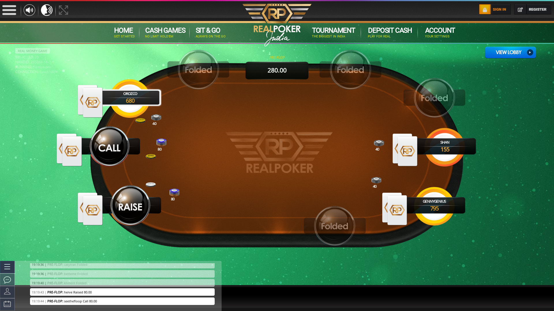 Indian poker on a 10 player table in the 14th minute