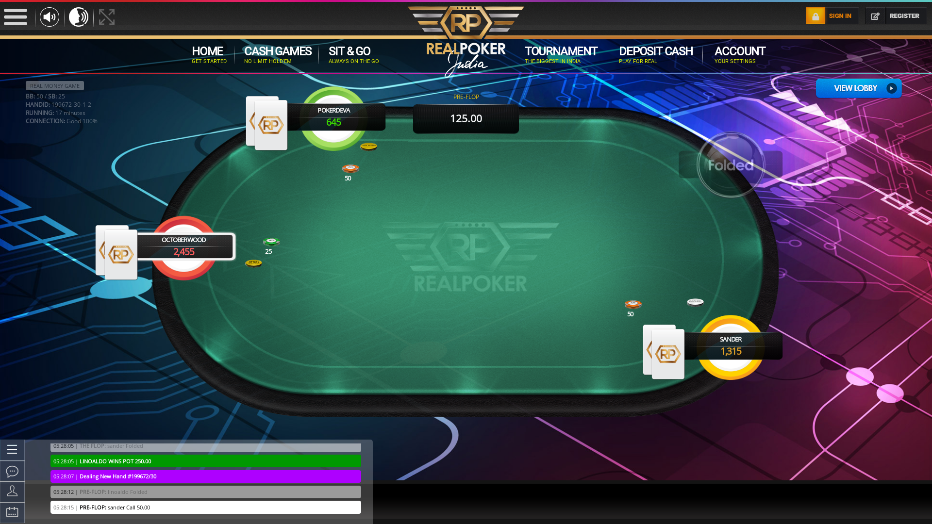 Indian poker on a 10 player table in the 17th minute