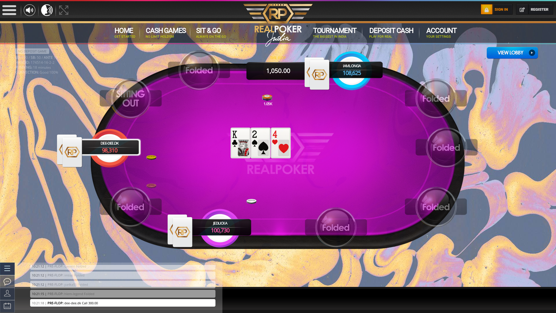 Indian poker on a 10 player table in the 18th minute