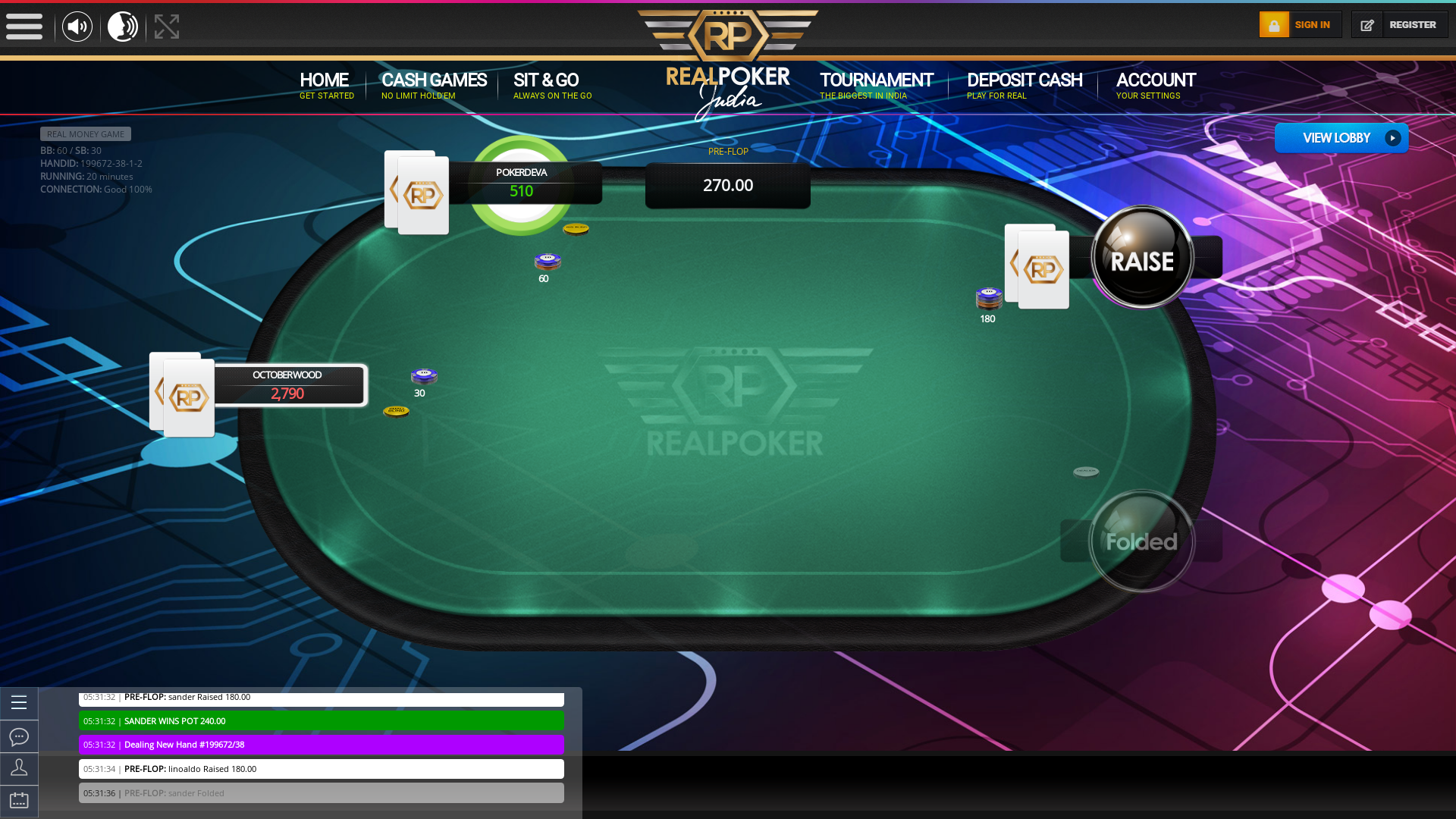 Indian poker on a 10 player table in the 20th minute