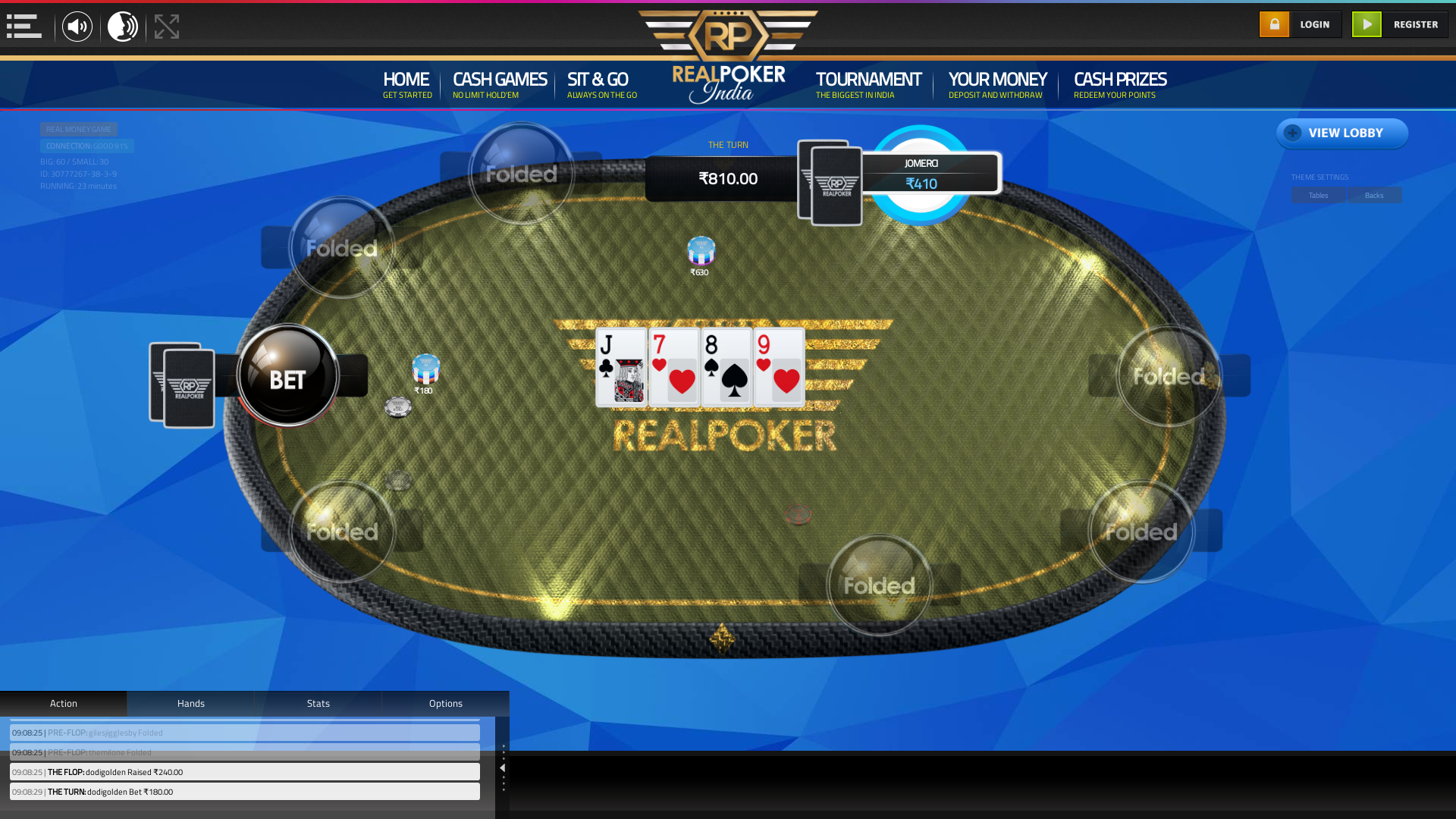 indian poker on a 10 player table in the 23rd minute