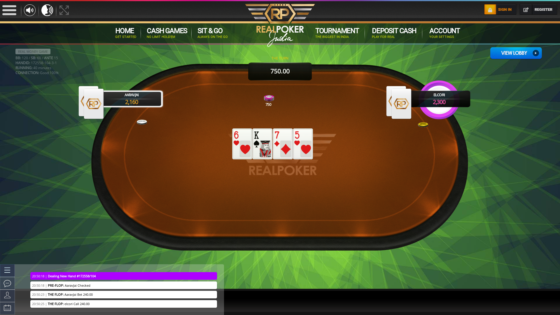 Indian poker on a 10 player table in the 39th minute