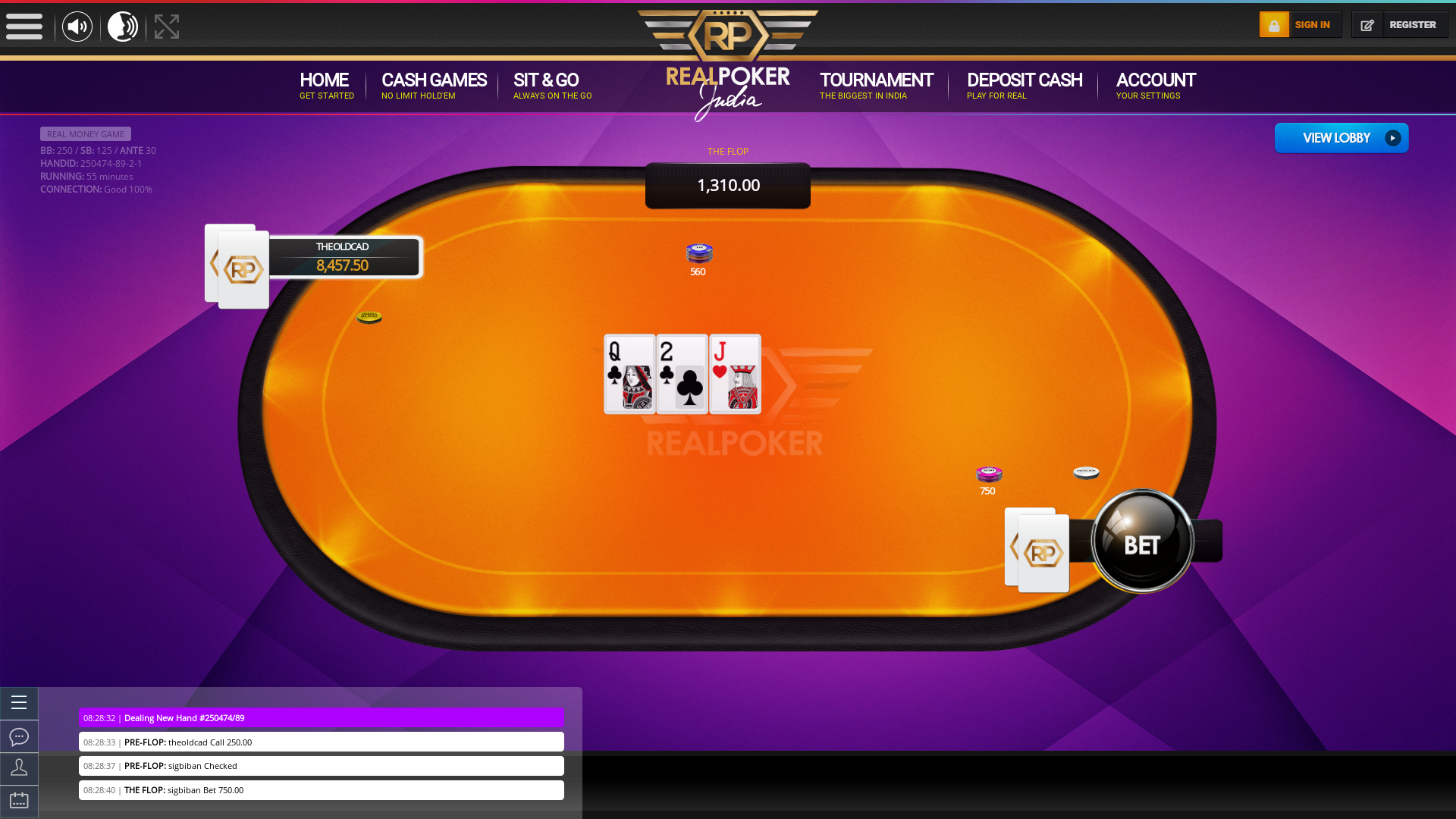 Indian poker on a 10 player table in the 54th minute