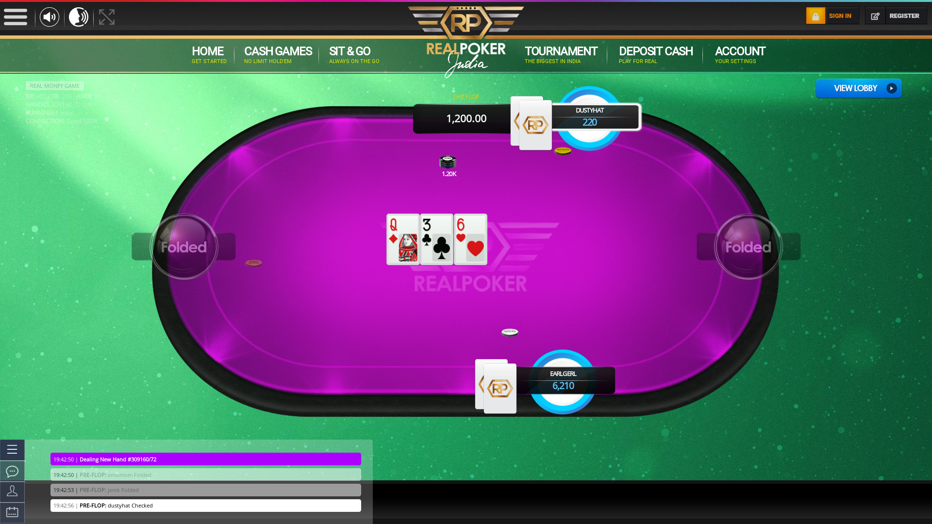 Indian poker on a 10 player table in the 60th minute