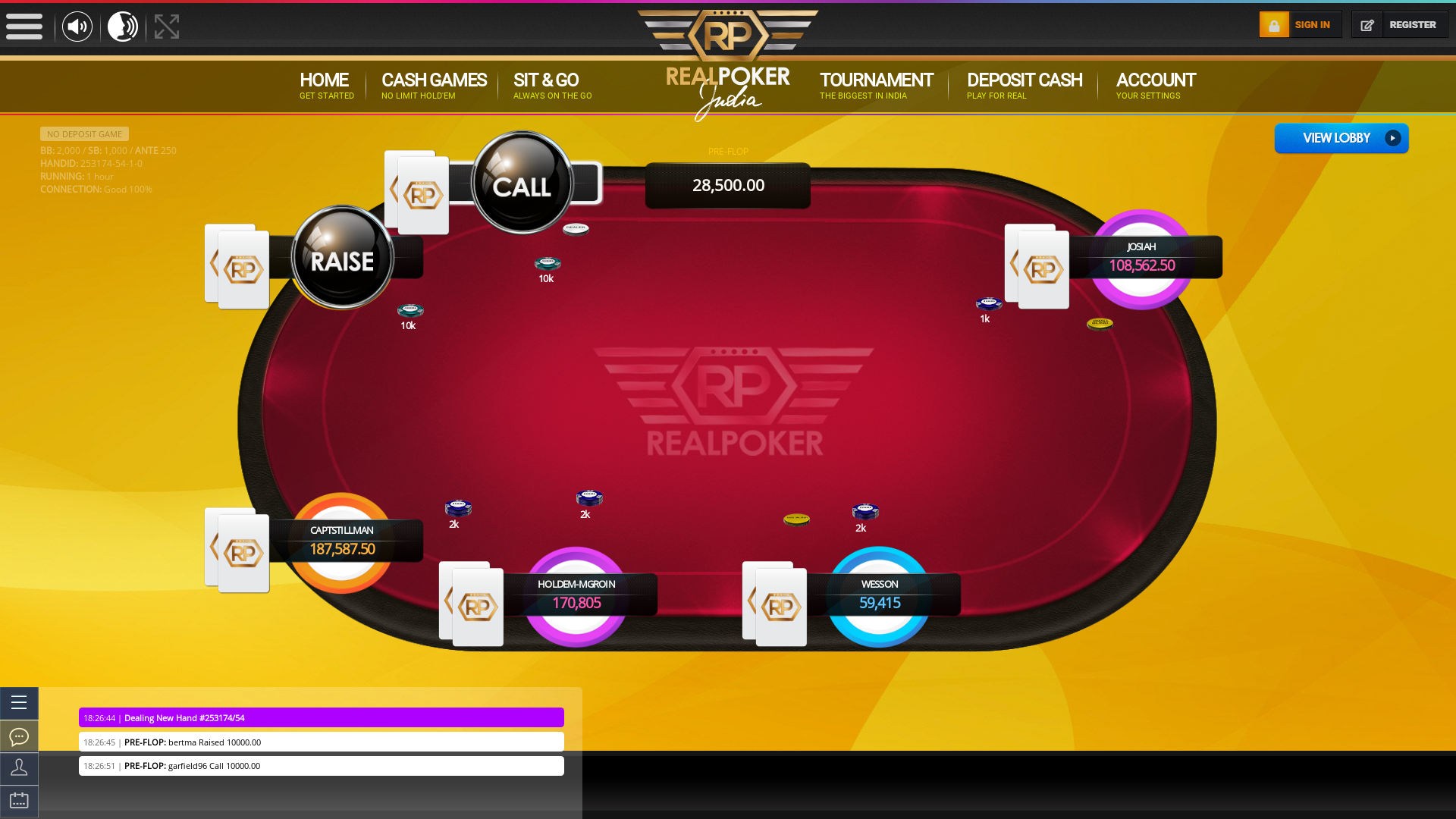 Indian poker on a 10 player table in the 63rd minute