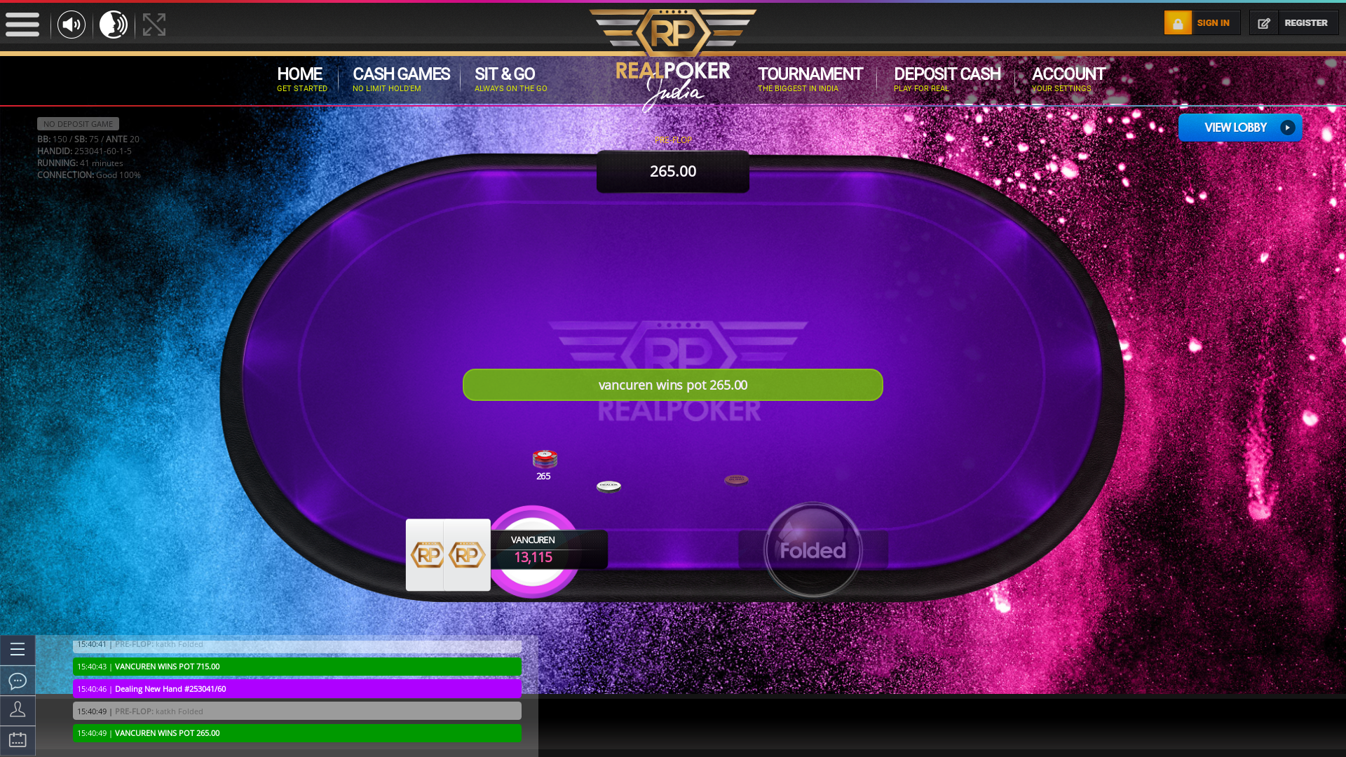 Lower Parel, Mumbai online poker game on a 10 player table in the 4 game