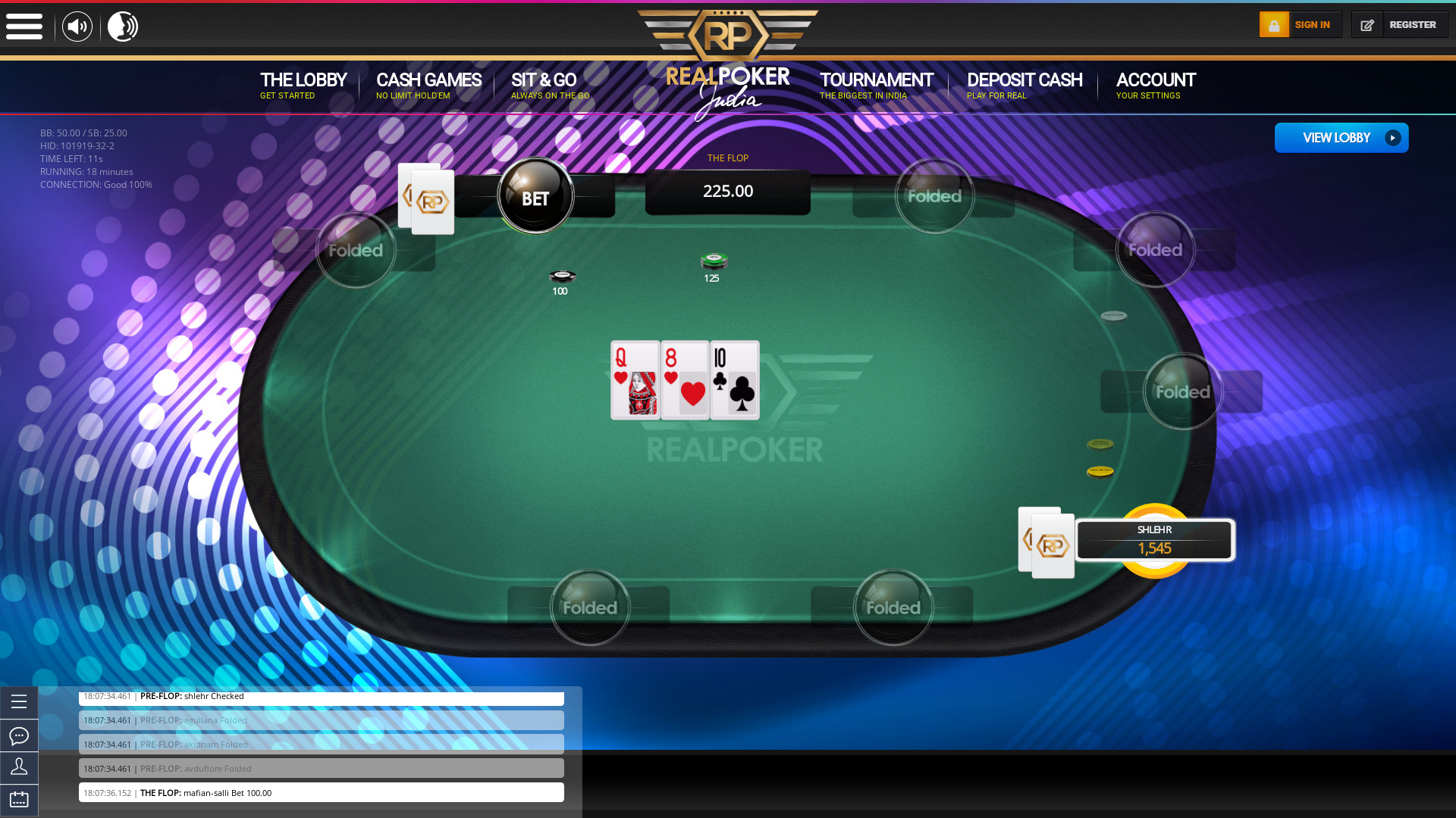 Mangalore texas holdem poker table on a 10 player table in the 18th minute of the game