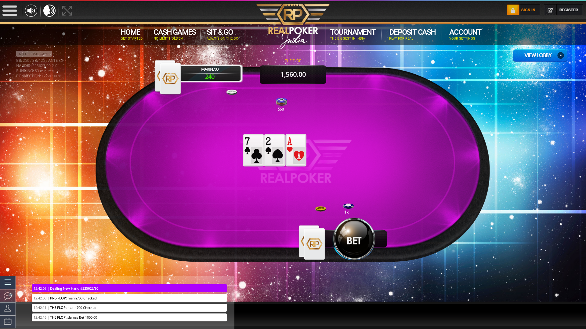 Mathikere, Bangalore poker table on a 10 player table in the 52nd minute of the game