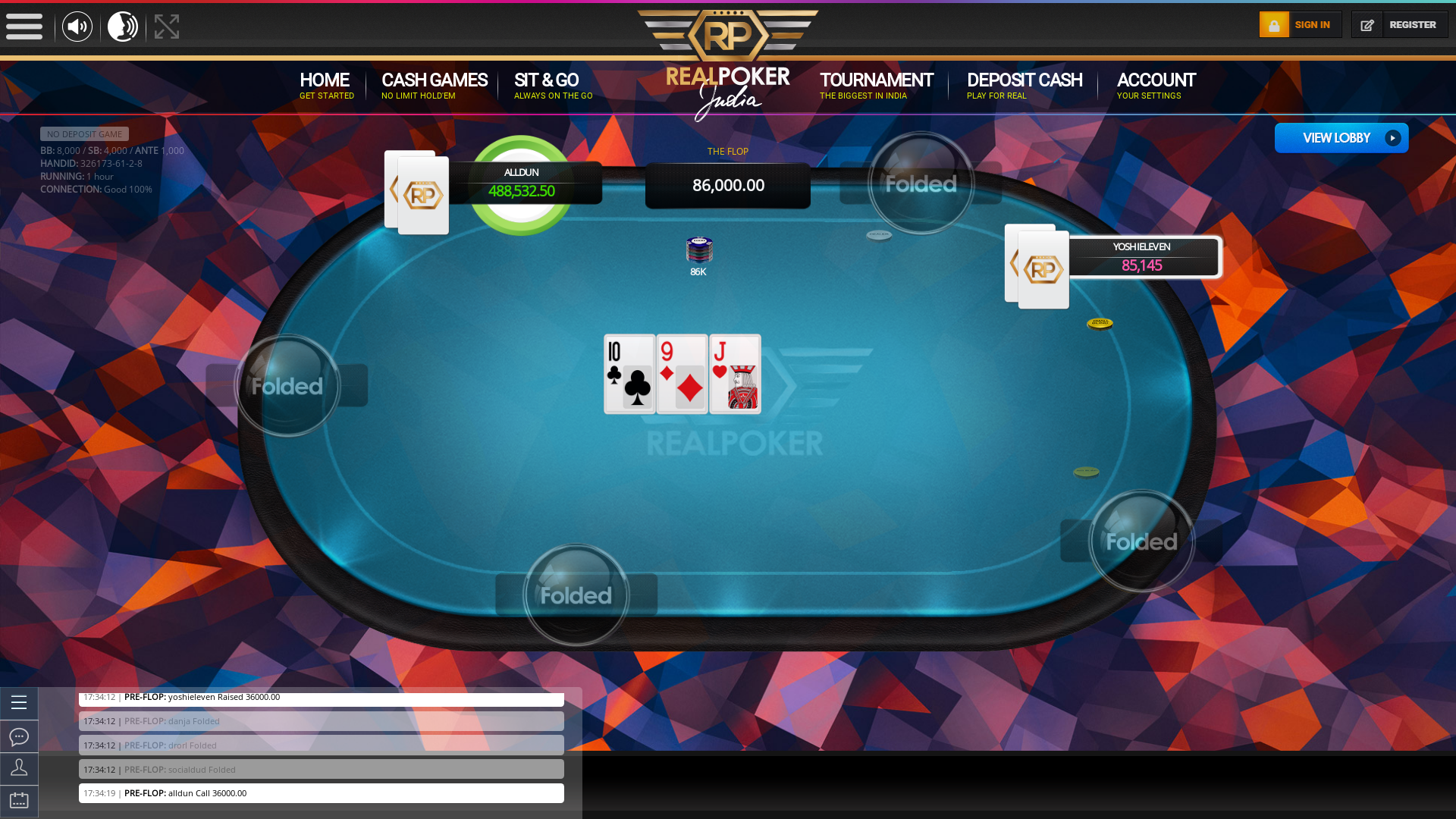Mormugao Goa online poker game on a 10 player table in the 84th minute of the meeting