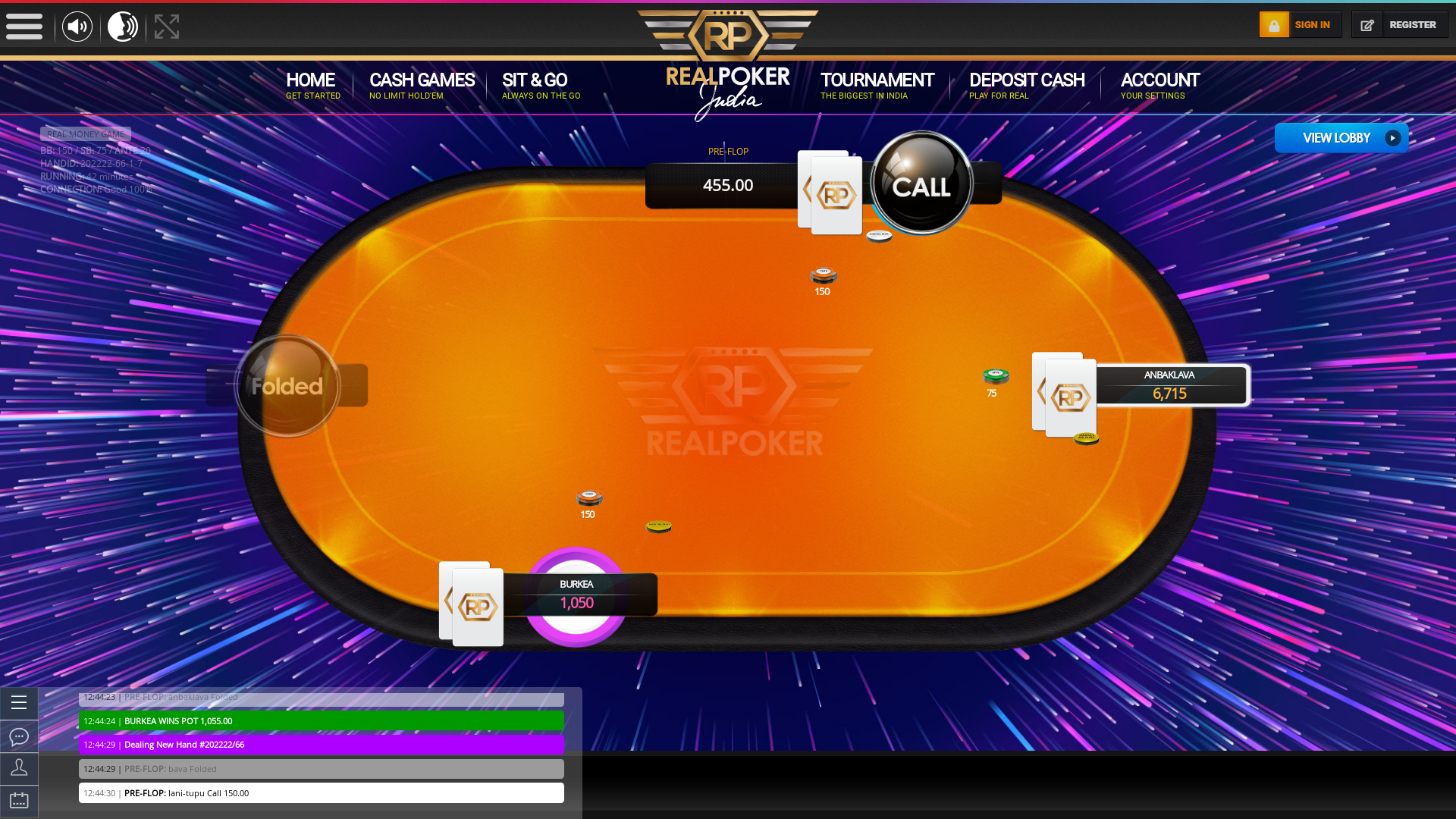 New Delhi 10 player poker in the 42nd minute