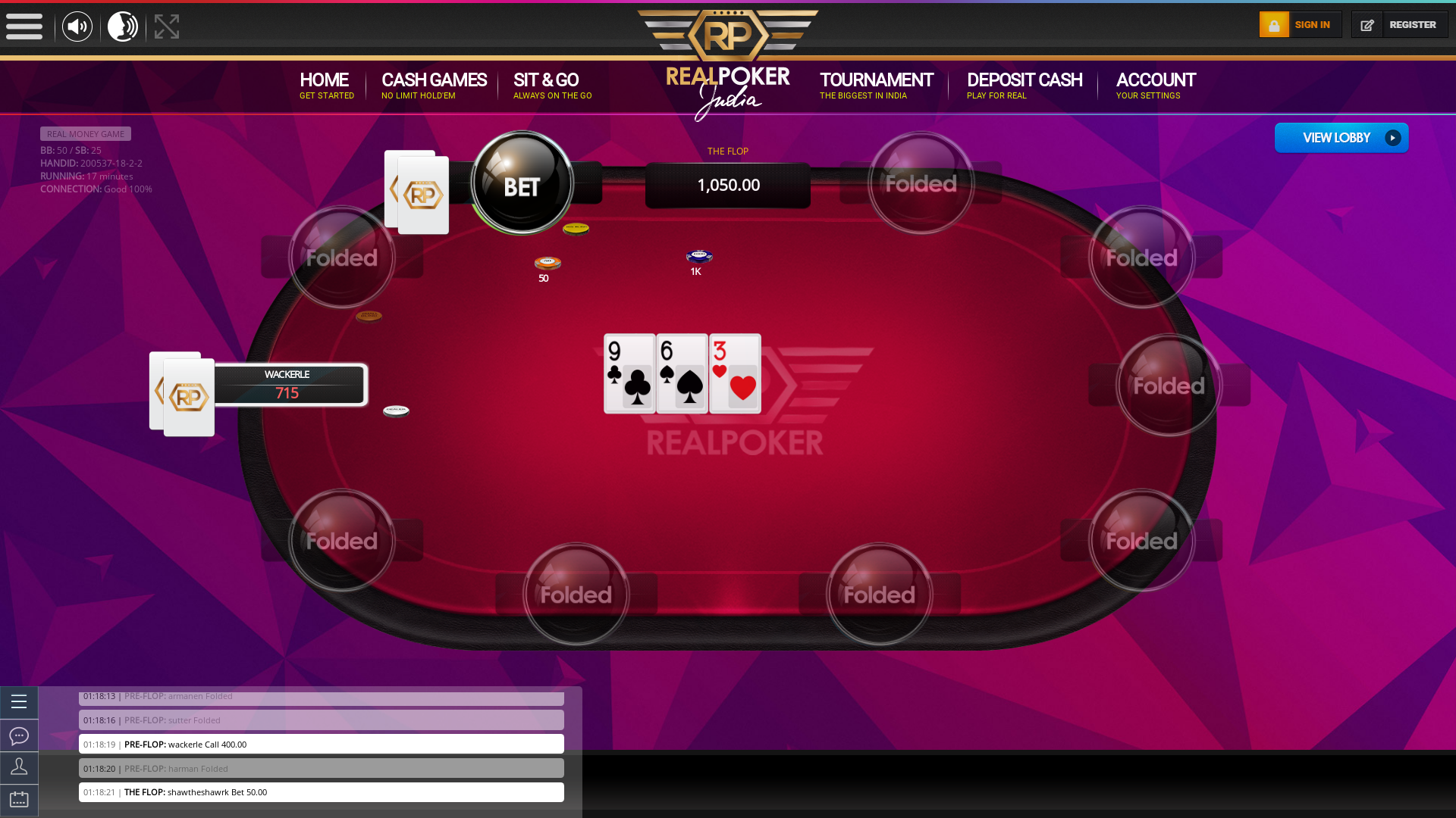 Online poker on a 10 player table in the 16th minute match up