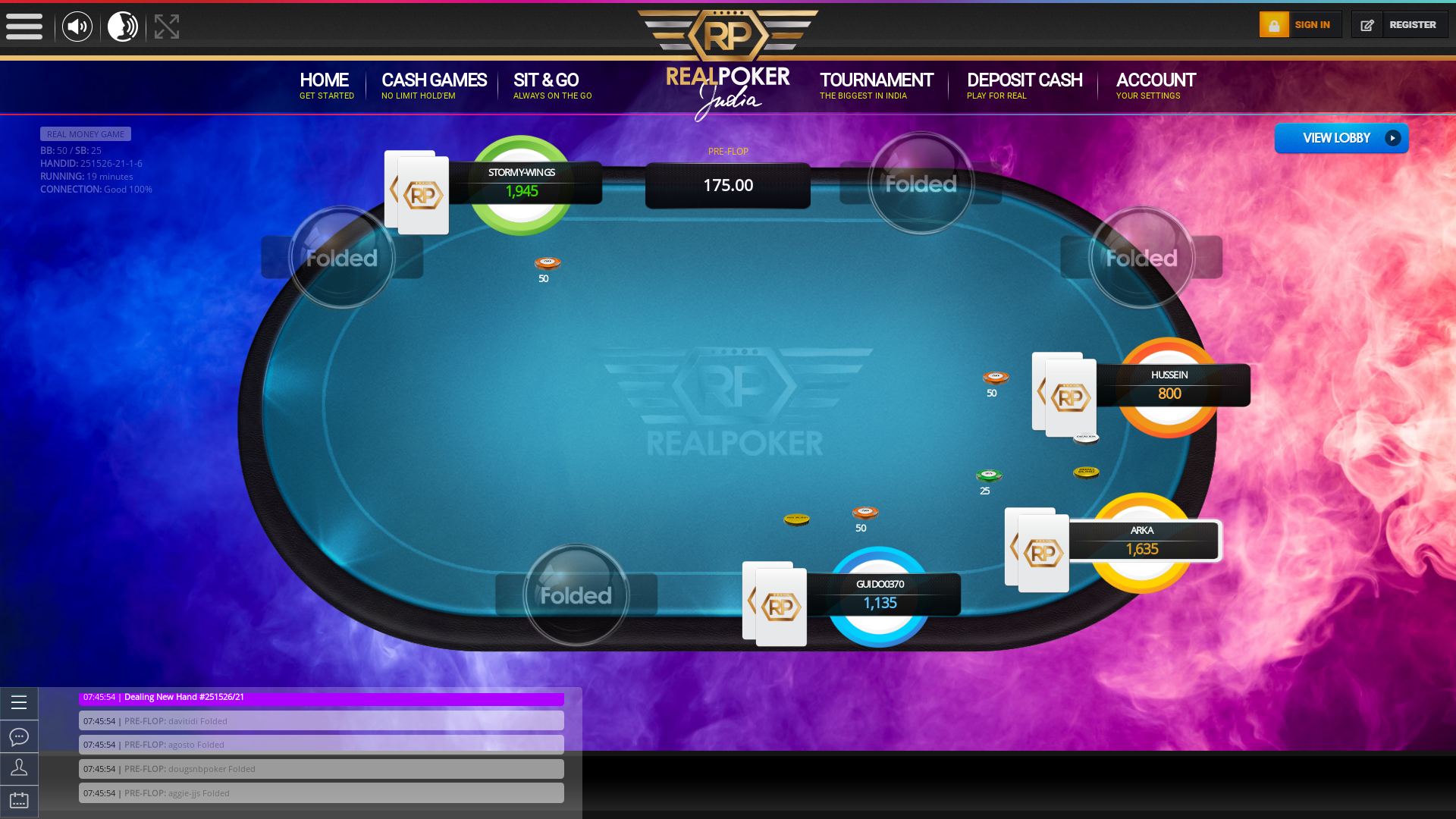 Online poker on a 10 player table in the 19th minute match up