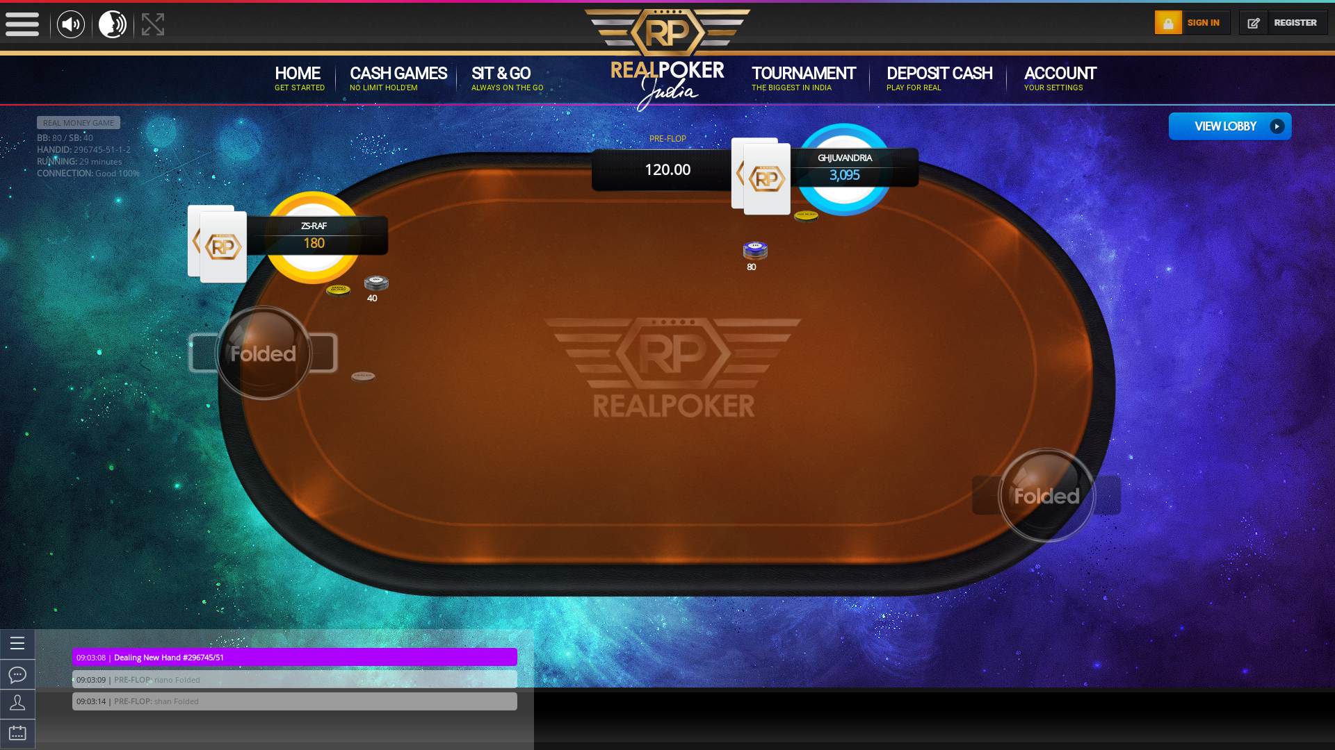 Online poker on a 10 player table in the 29th minute match up