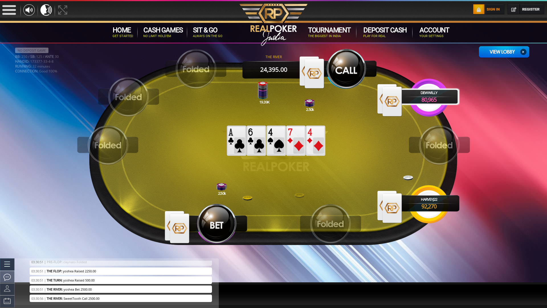 Online poker on a 10 player table in the 32nd minute match up