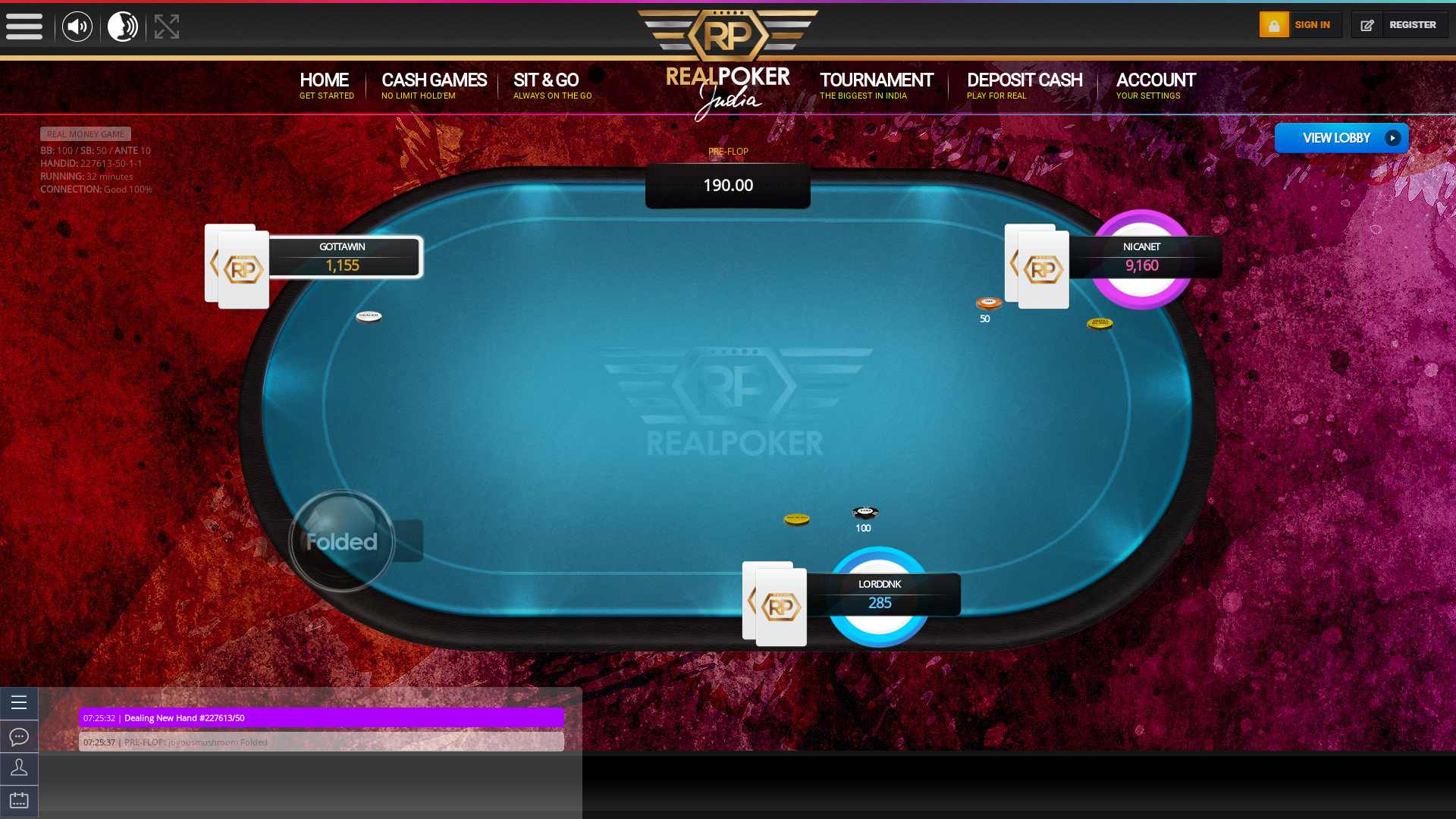 Online poker on a 10 player table in the 32nd minute match up