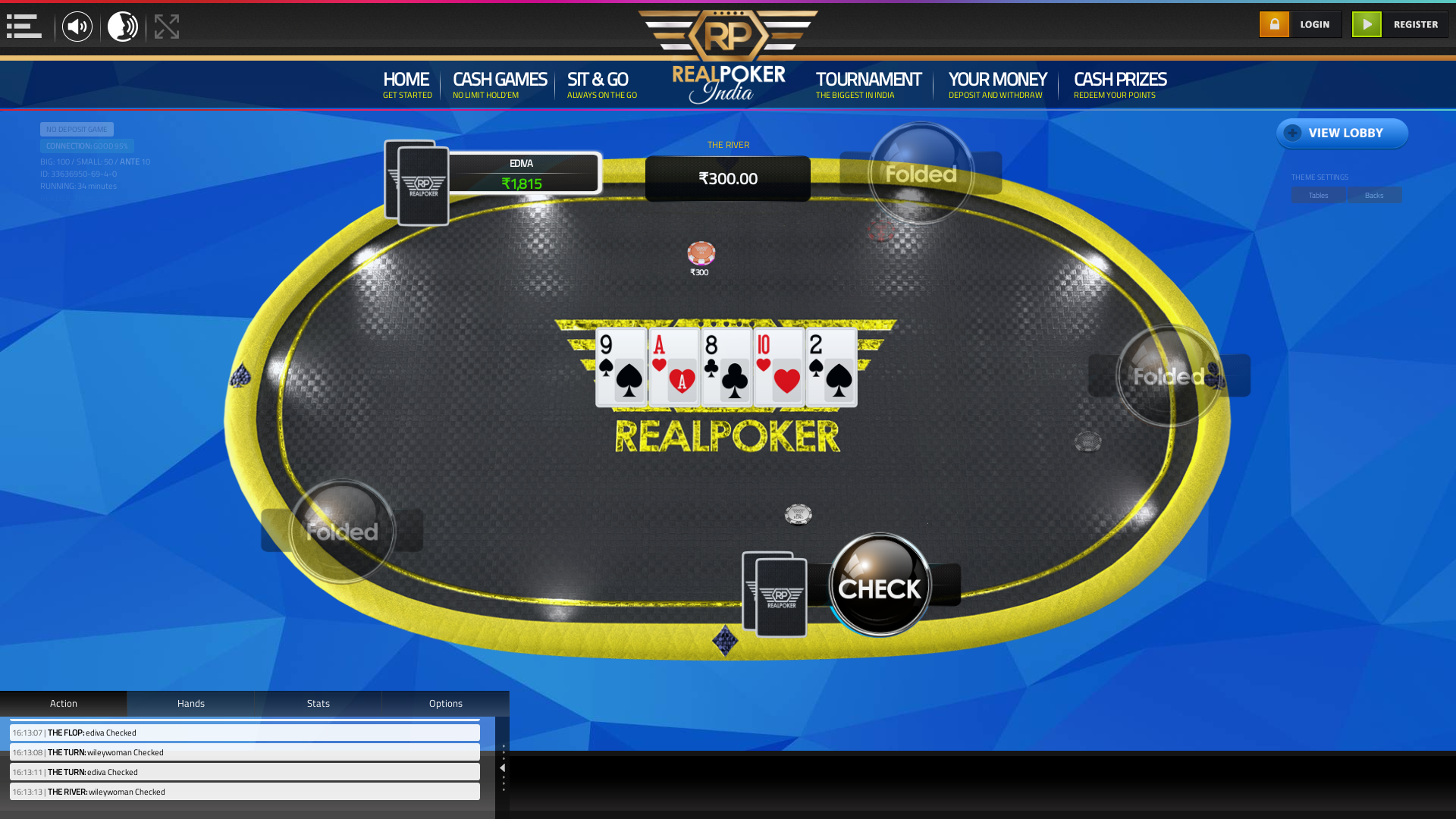 Online poker on a 10 player table in the 34th minute match up