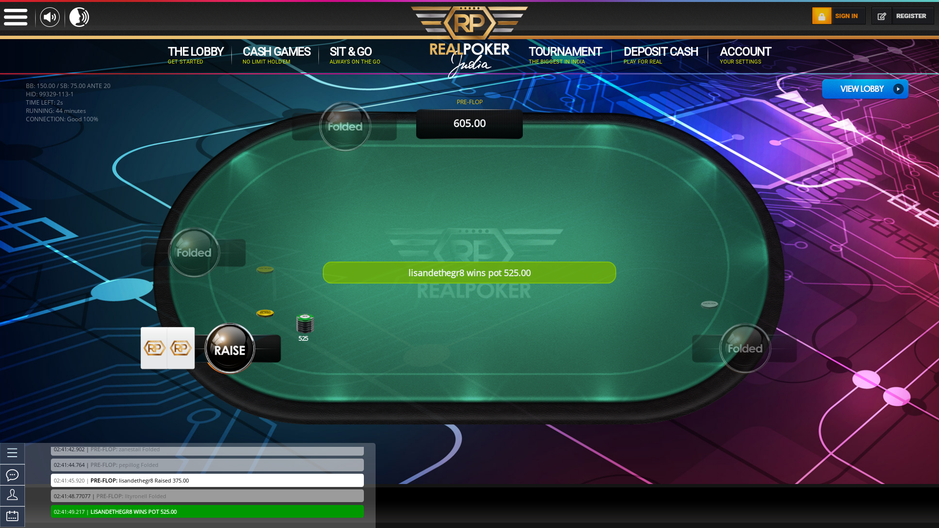 Online poker on a 10 player table in the 43rd minute match up