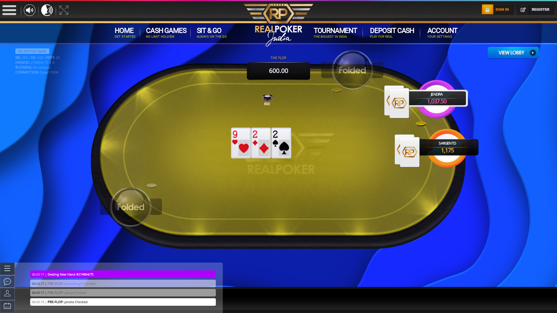 Online poker on a 10 player table in the 45th minute match up