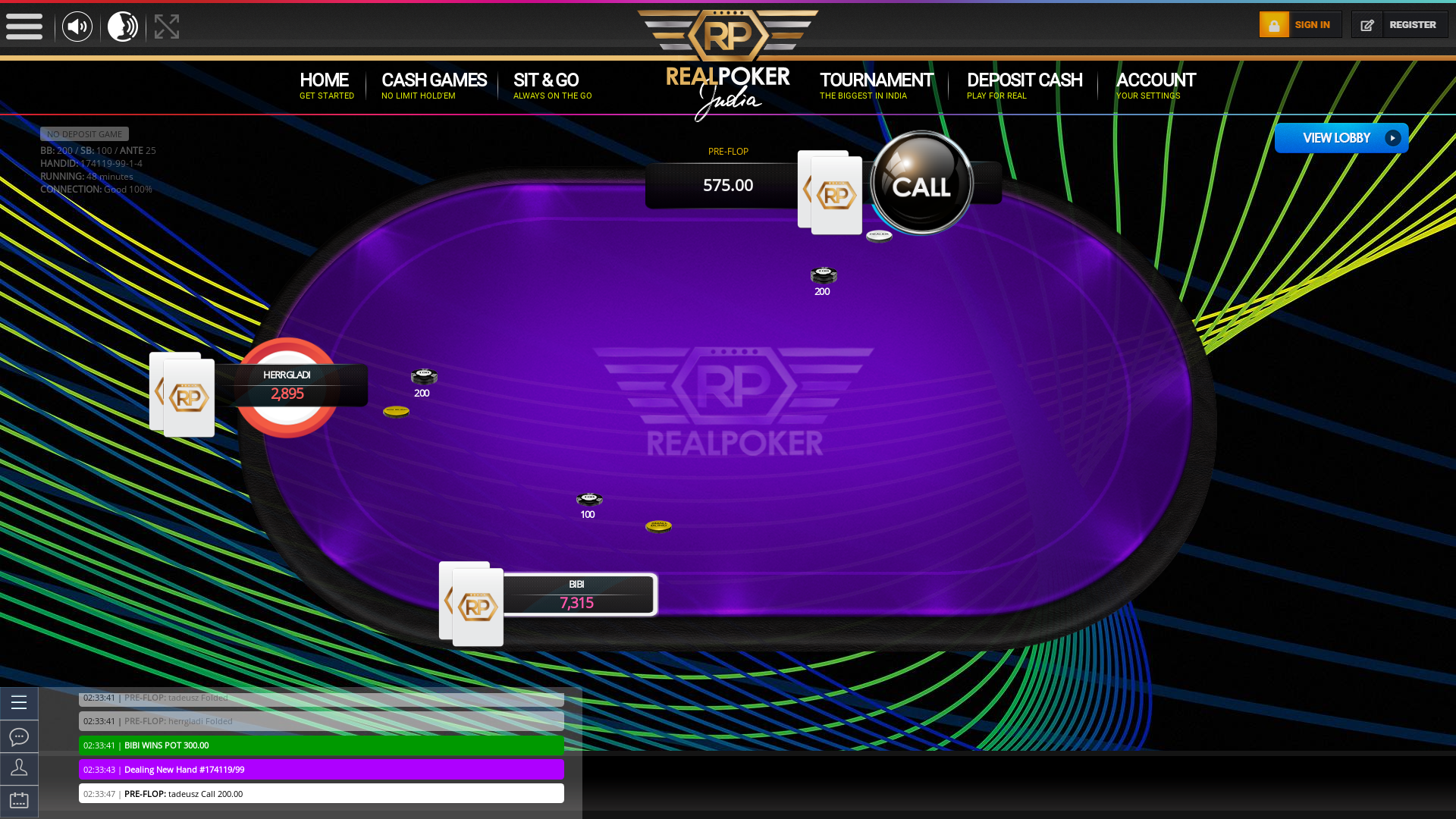 Online poker on a 10 player table in the 47th minute match up