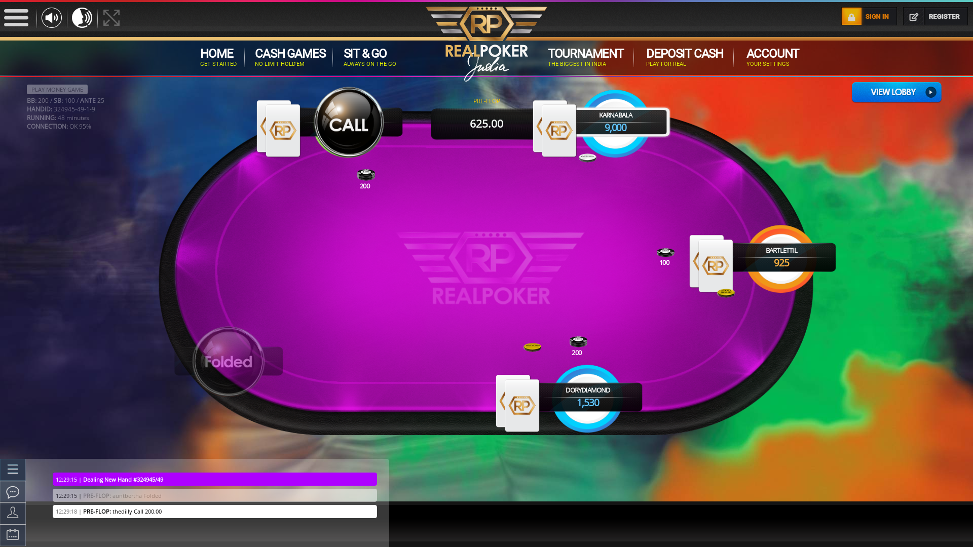 Online poker on a 10 player table in the 48th minute match up