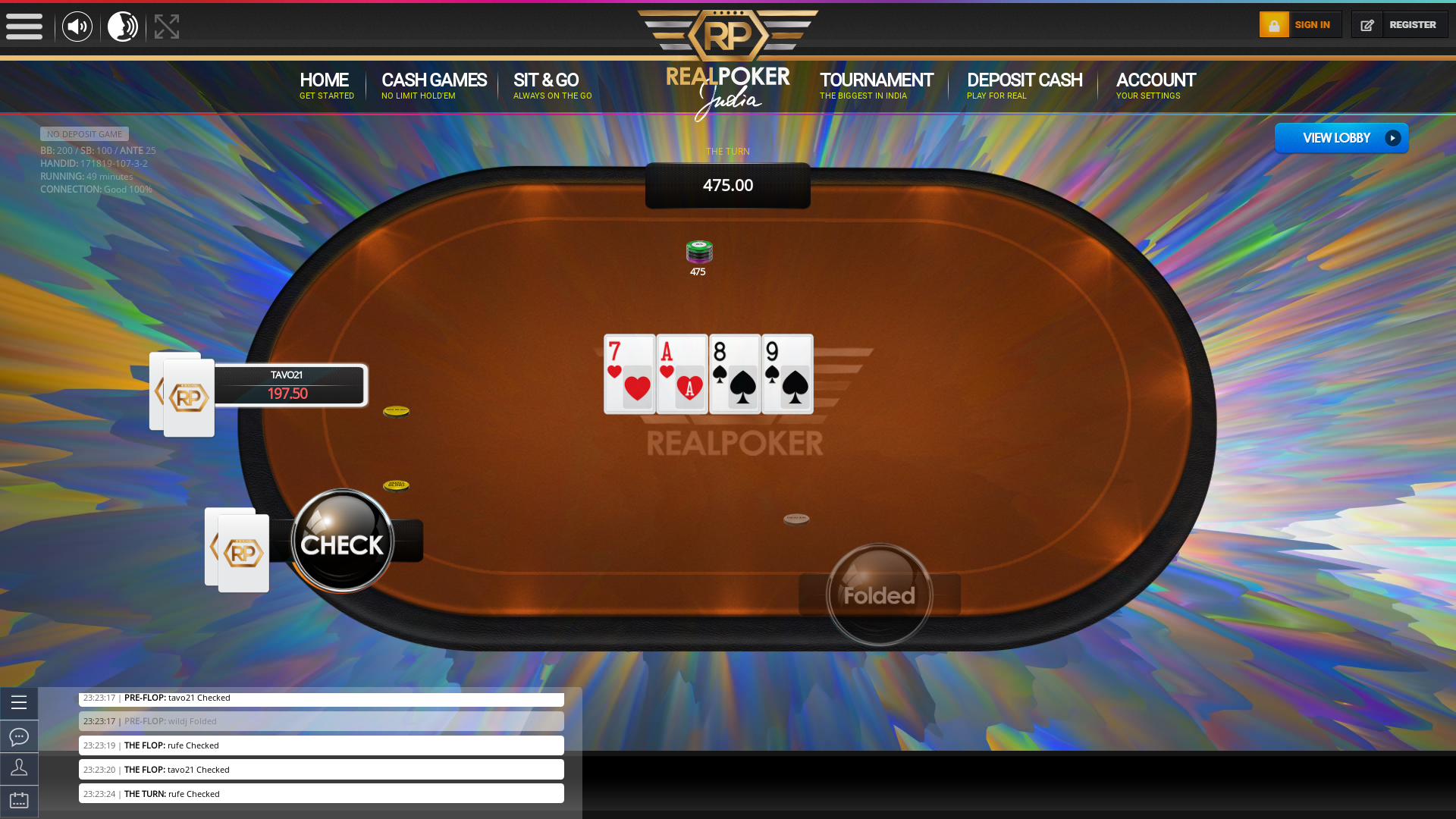 Online poker on a 10 player table in the 49th minute match up