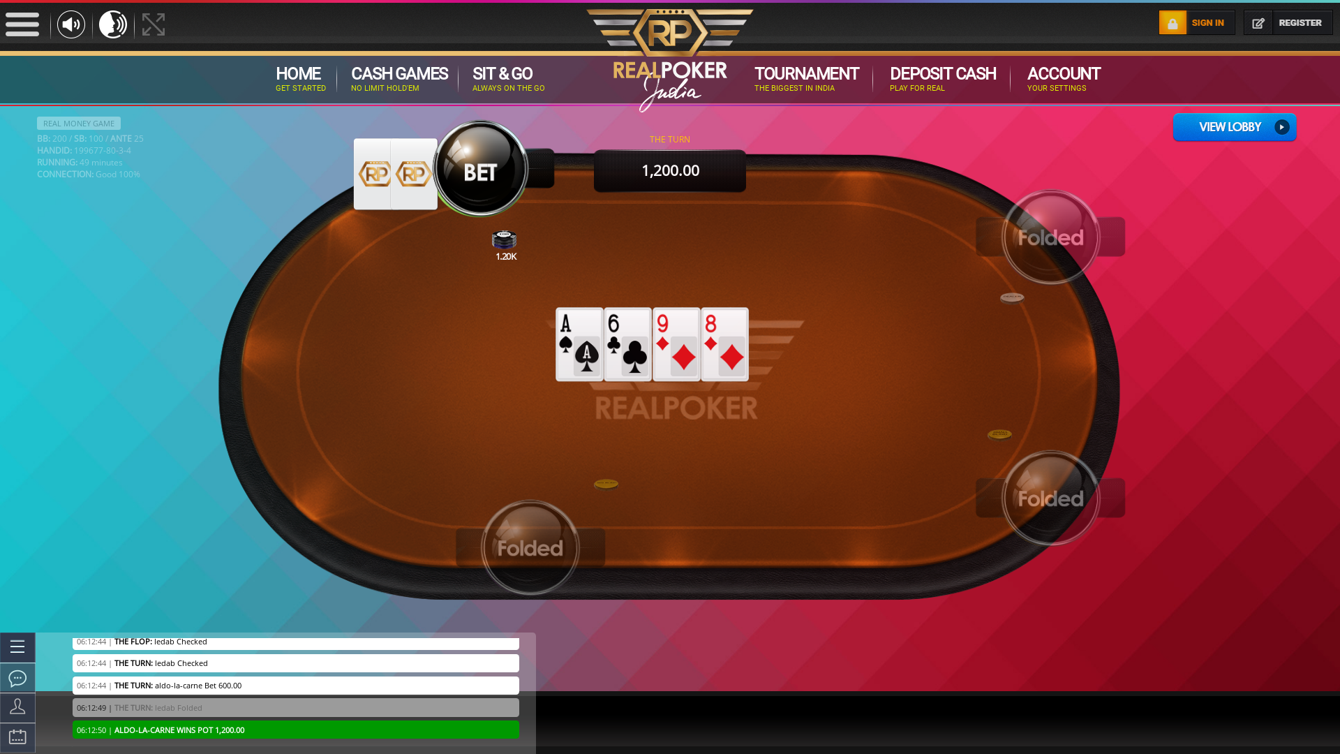 Online poker on a 10 player table in the 49th minute match up