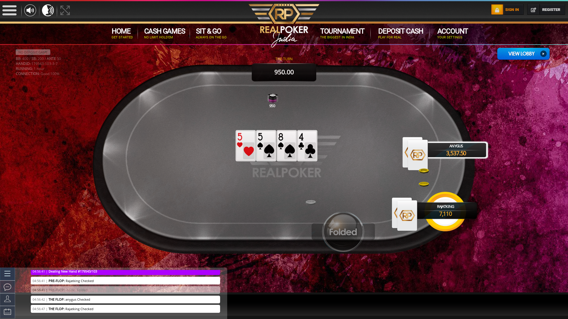 Online poker on a 10 player table in the 60th minute match up