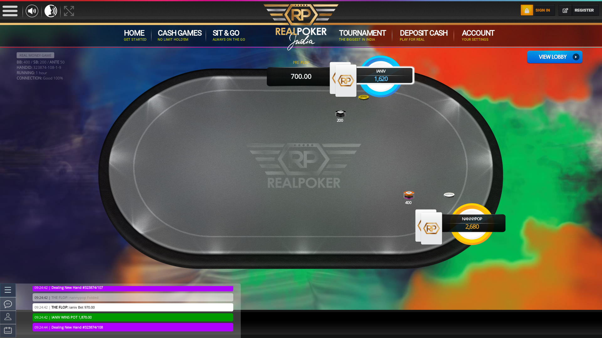 Online poker on a 10 player table in the 60th minute match up