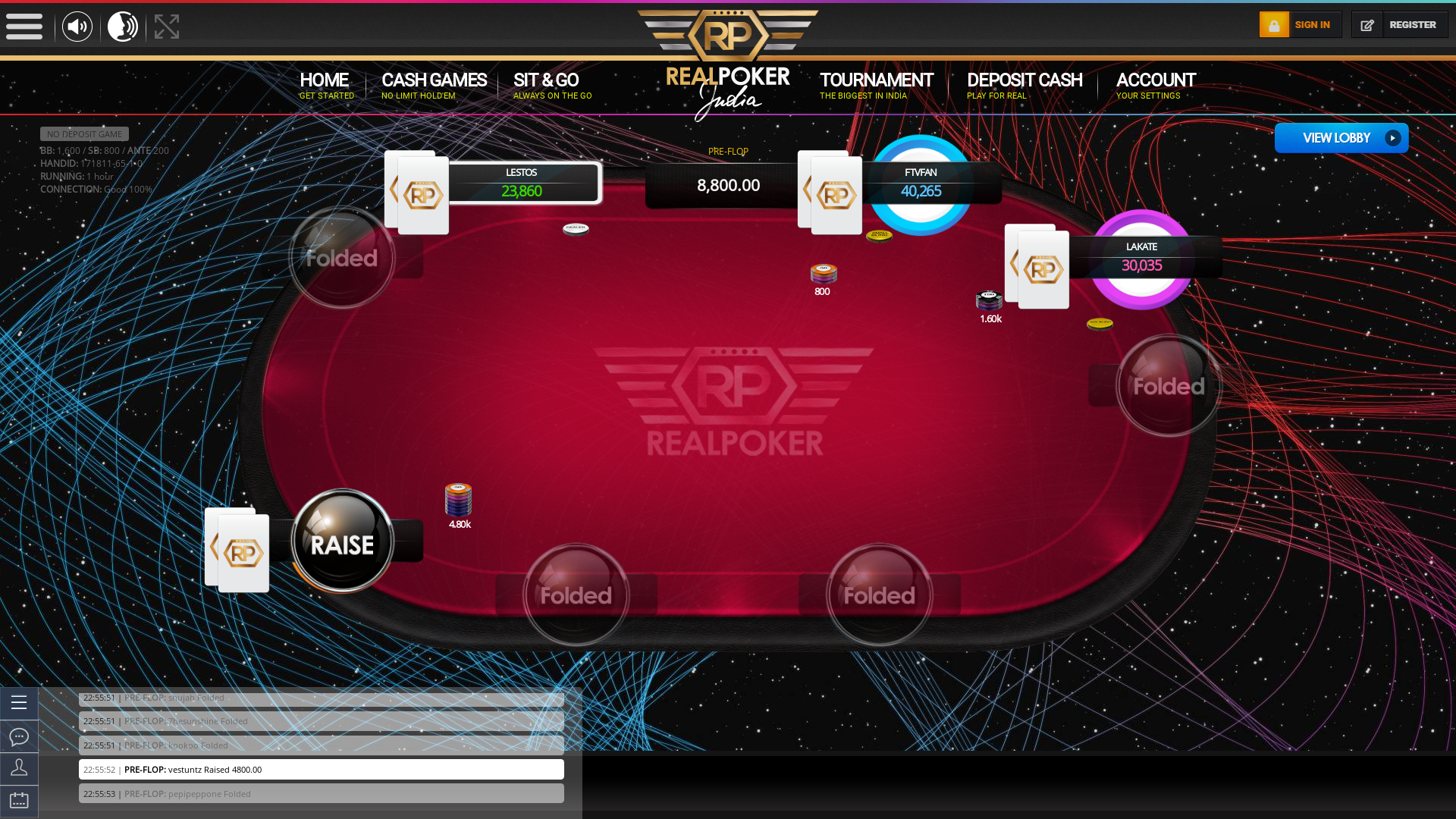 Ponda Goa real poker on a 10 player table in the 62nd minute of the meeting