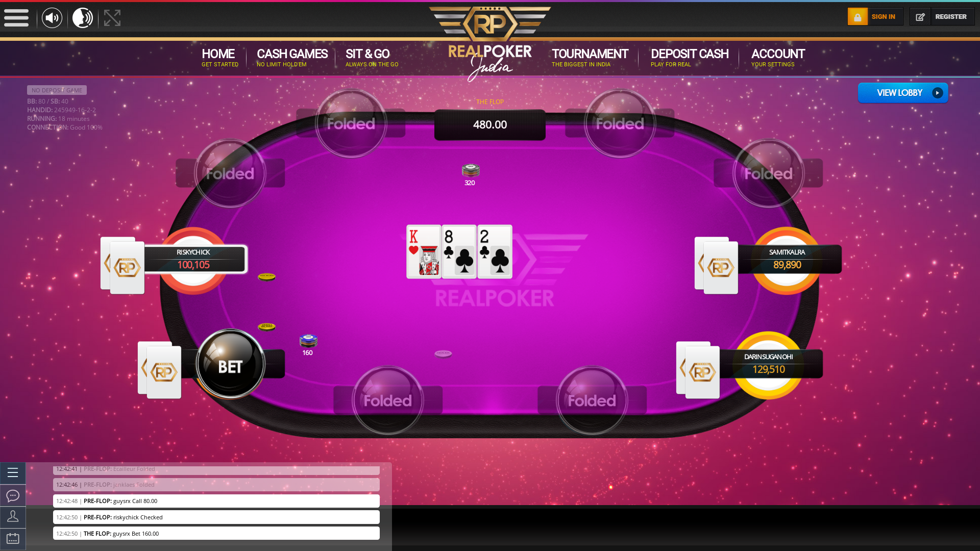 Quepem Goa poker table on a 10 player table in the 17th minute of the match