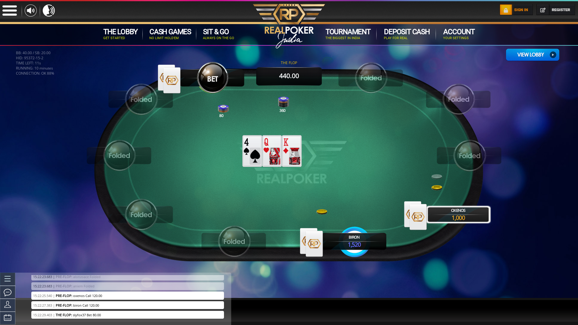 Real poker 10 player table in the 10th minute