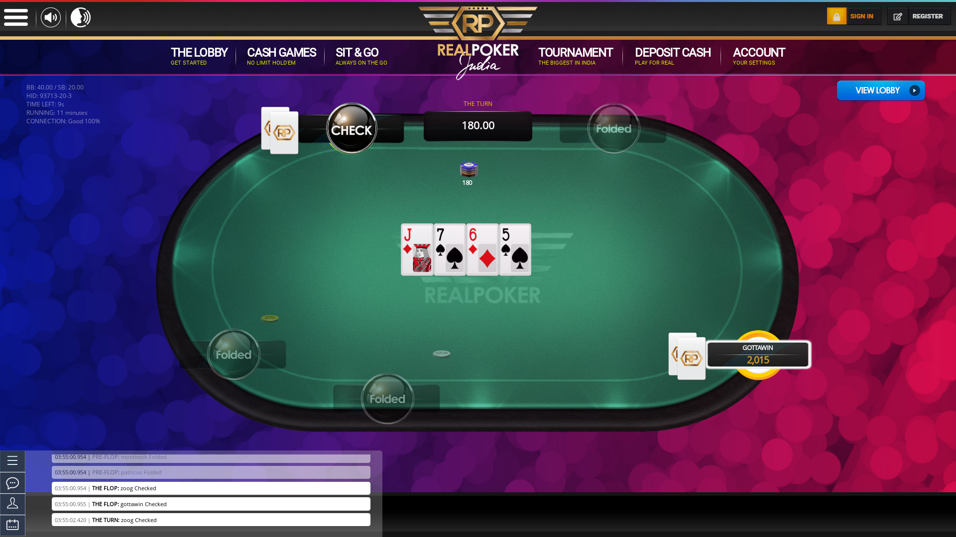 Real poker 10 player table in the 11th minute of the match