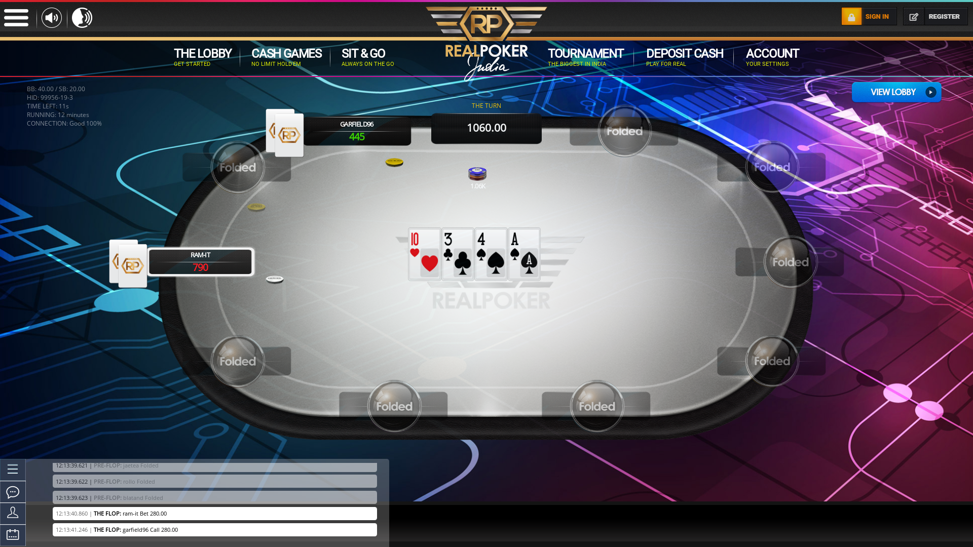Real poker 10 player table in the 12th minute of the match