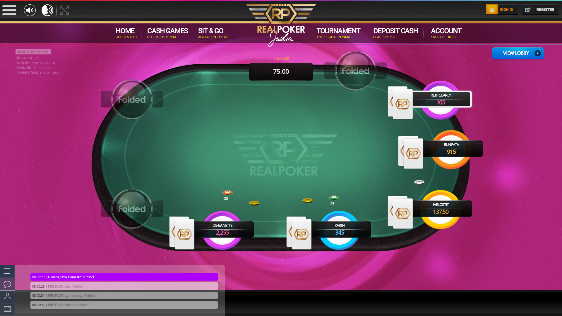 Real poker 10 player table in the 15th minute