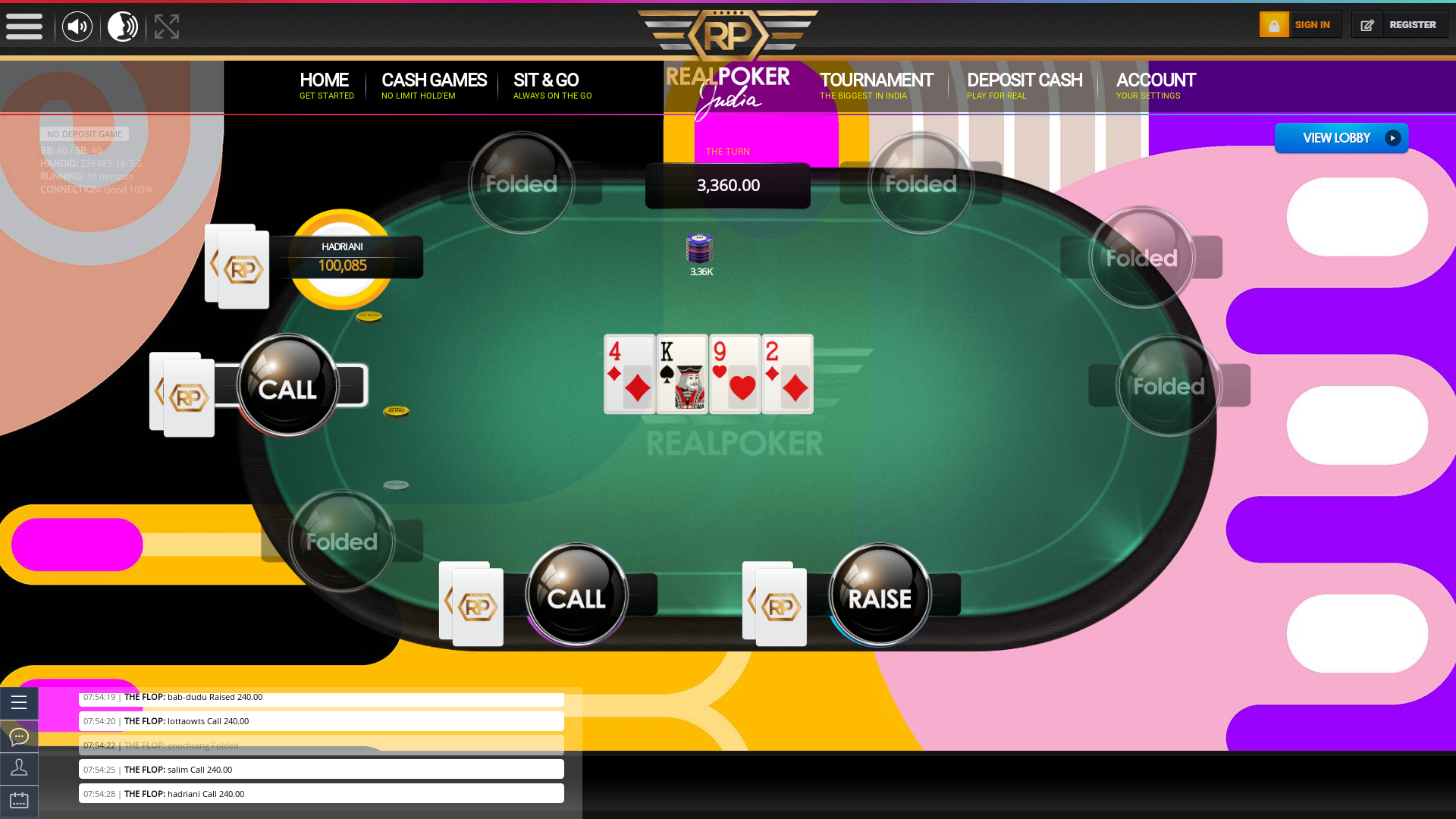 Real poker 10 player table in the 16th minute of the match