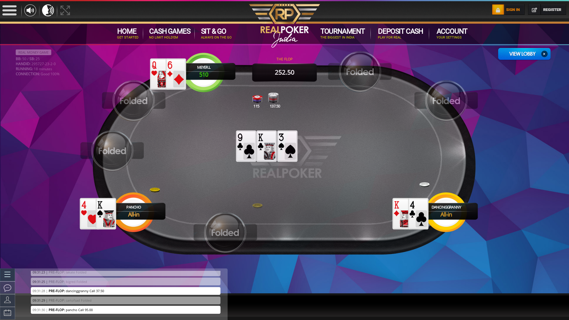 Real poker 10 player table in the 18th minute