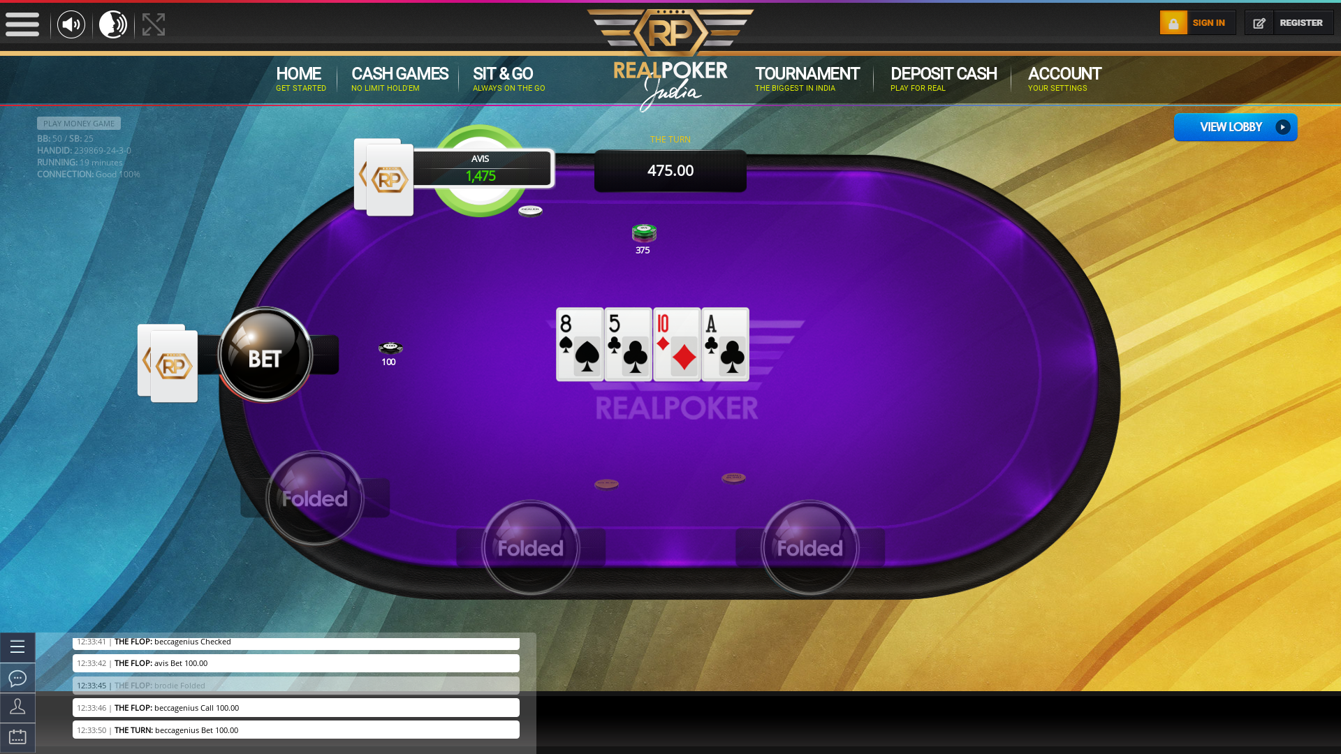 Real poker 10 player table in the 19th minute