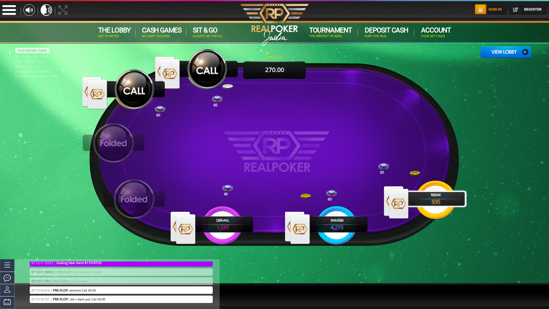 Real poker 10 player table in the 20th minute of the match