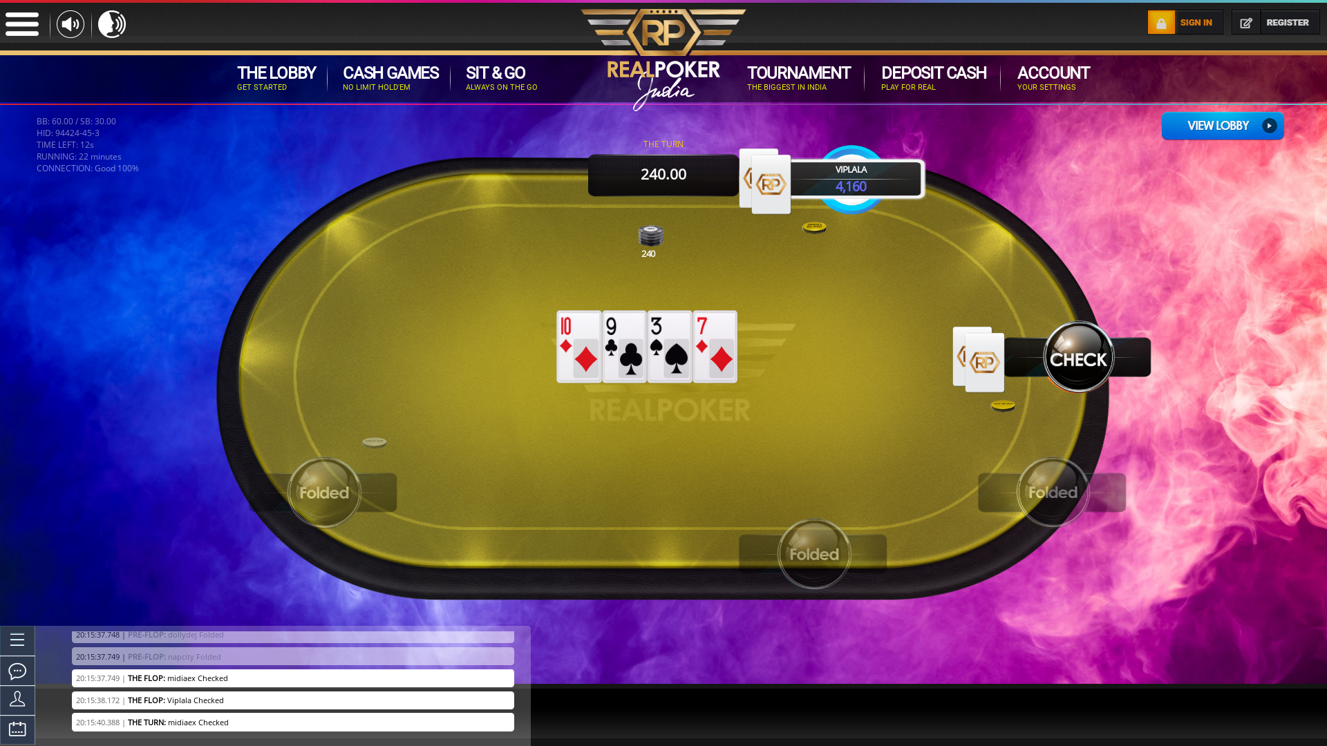 Real poker 10 player table in the 22nd minute of the match
