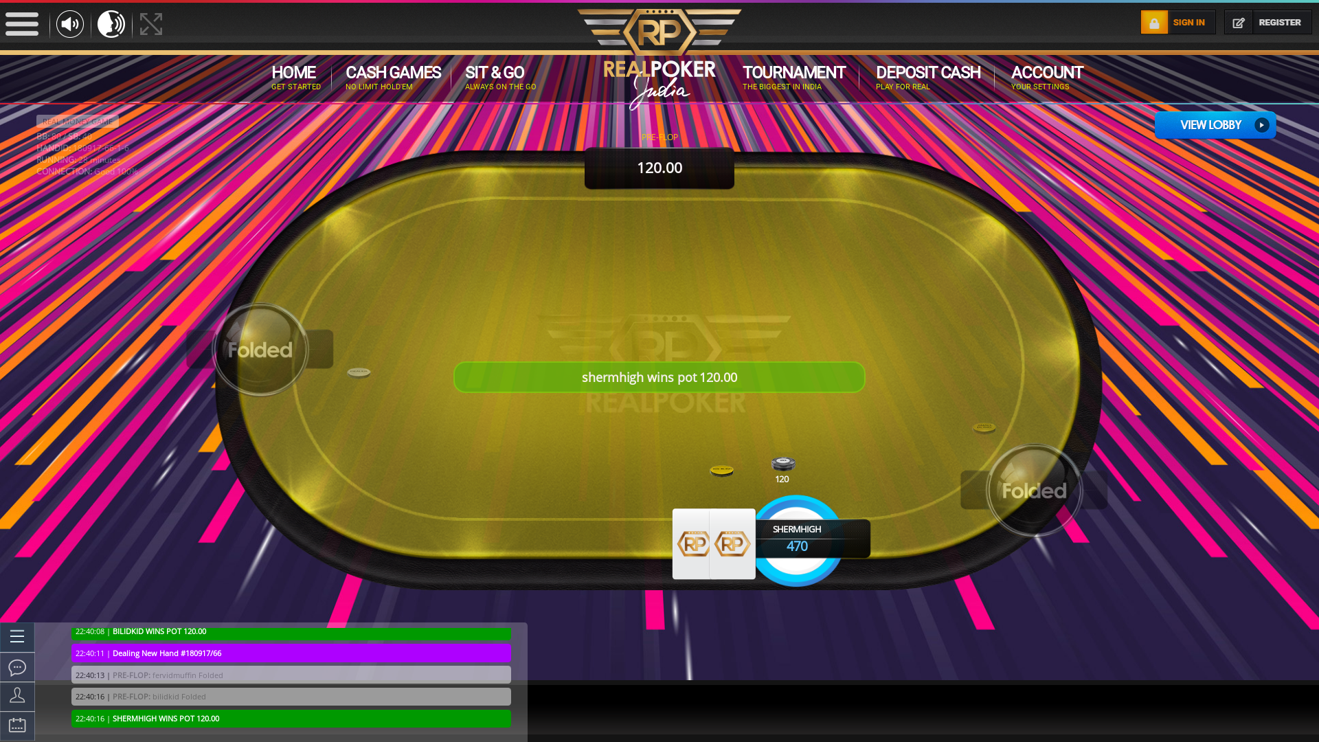 Real poker 10 player table in the 28th minute of the match