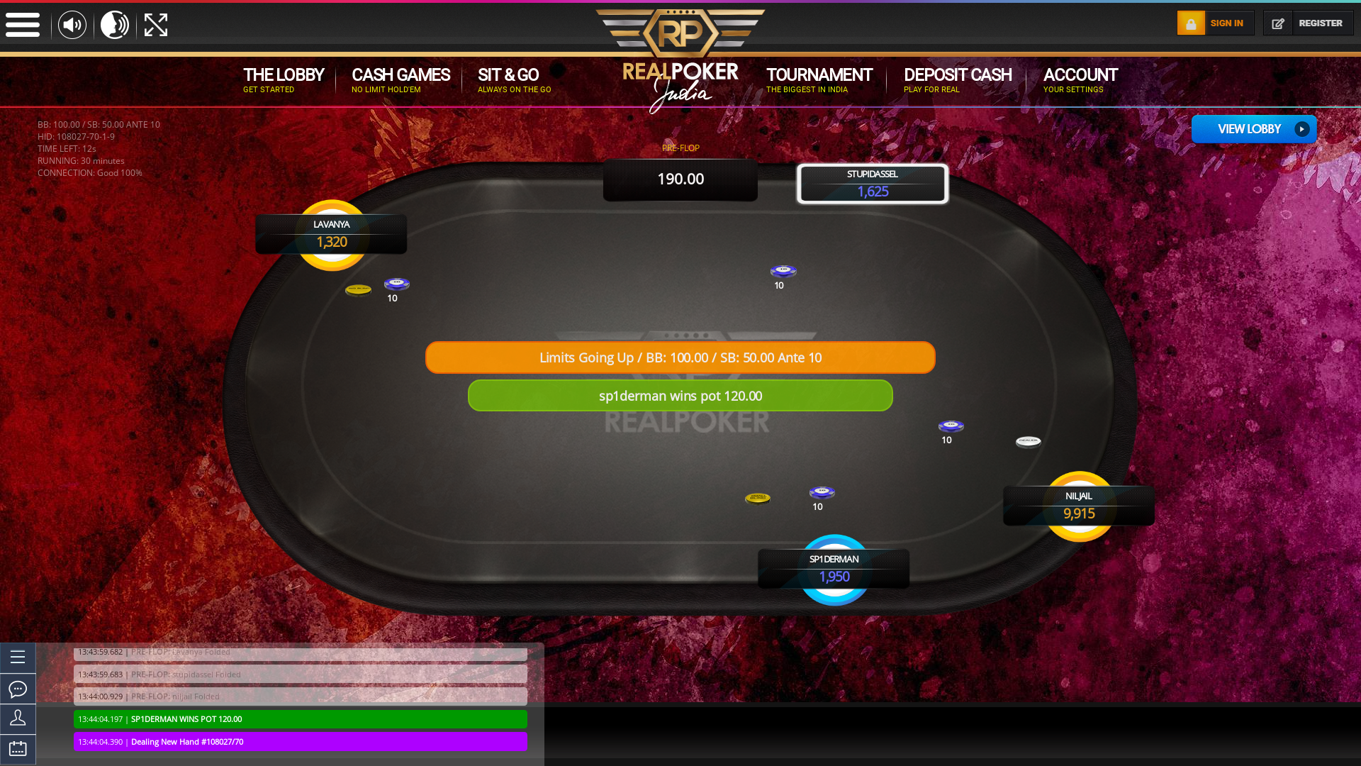 Real poker 10 player table in the 29th minute of the match