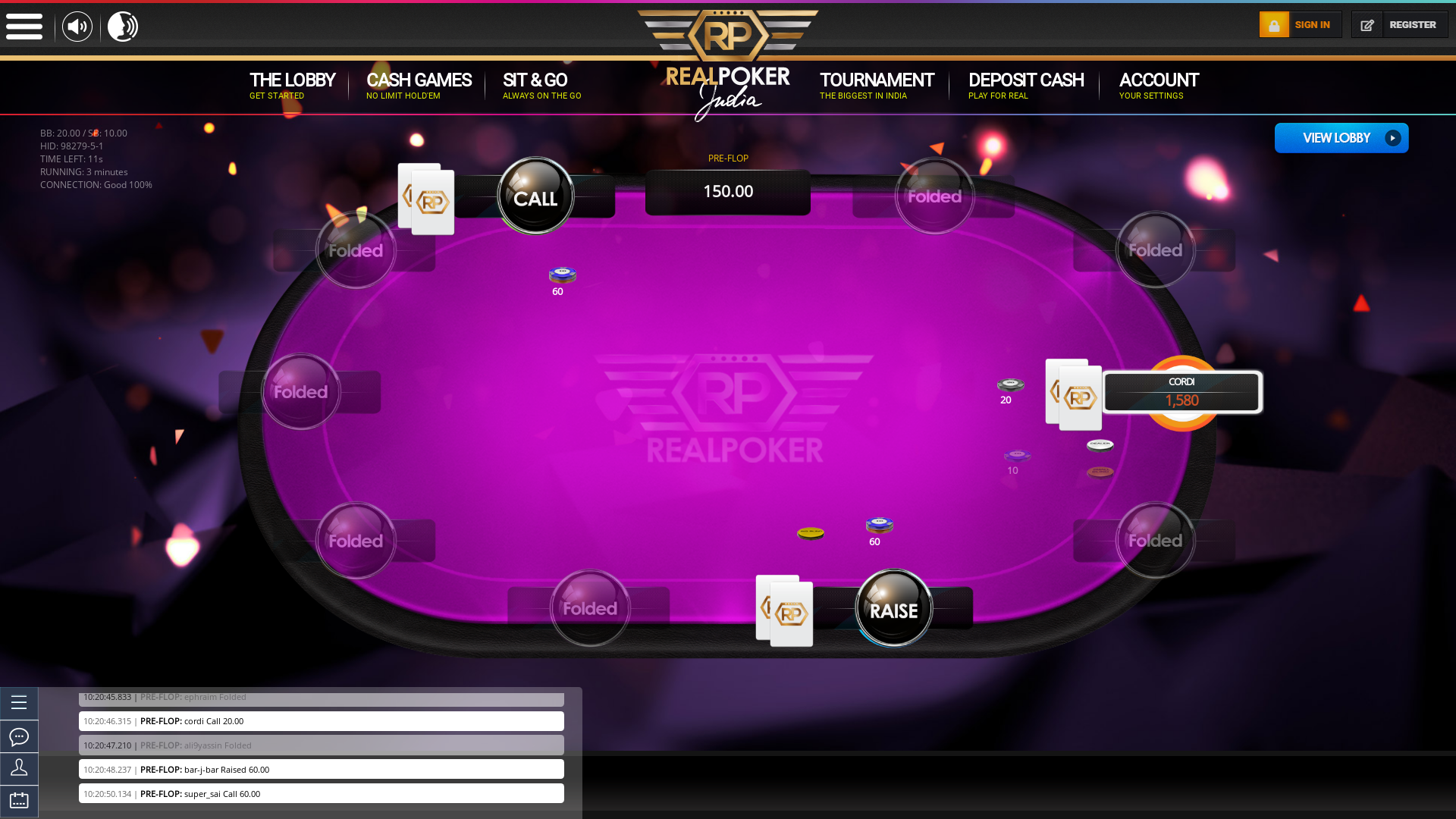 Real poker 10 player table in the 2nd minute