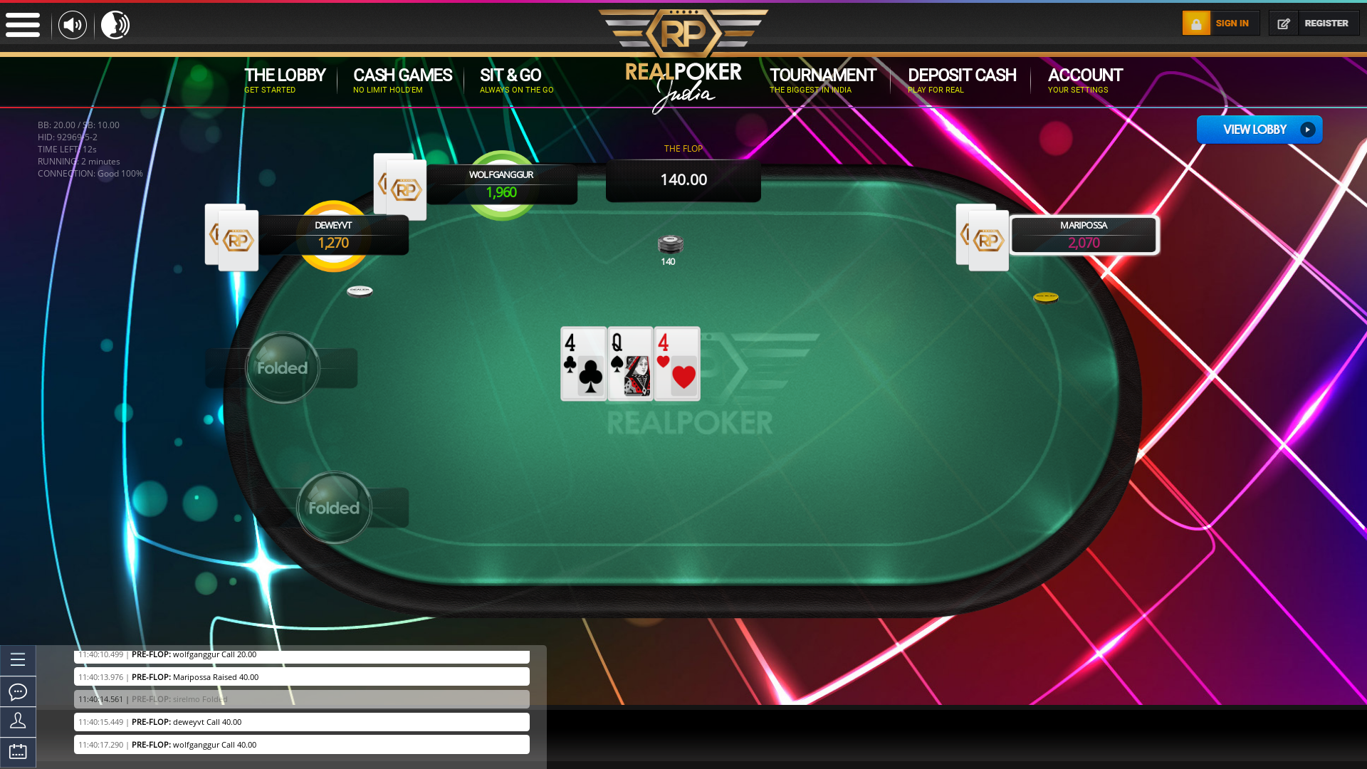 Real poker 10 player table in the 2nd minute