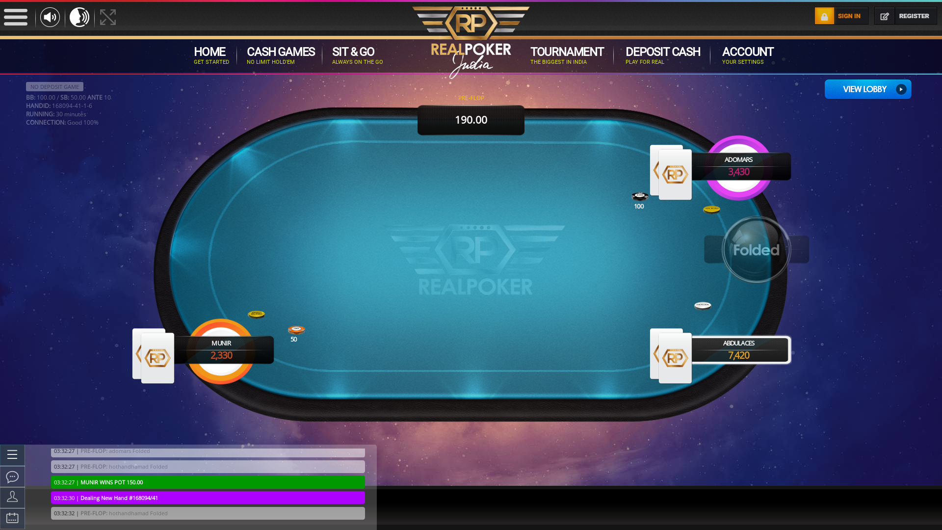 Real poker 10 player table in the 30th minute